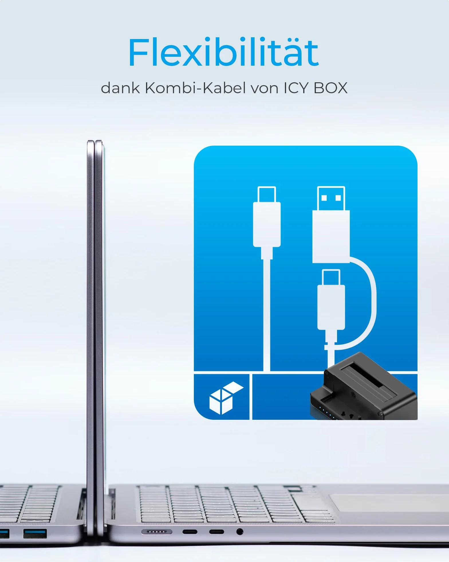 ICY BOX Stacja dokująca HDD/M.2 NVMe SSD USB 3.2 Gen 2 10 Gbit/s SATA 2.5/3.5" M.2 NVMe USB-C USB-A IB-2914MSCL-C31
