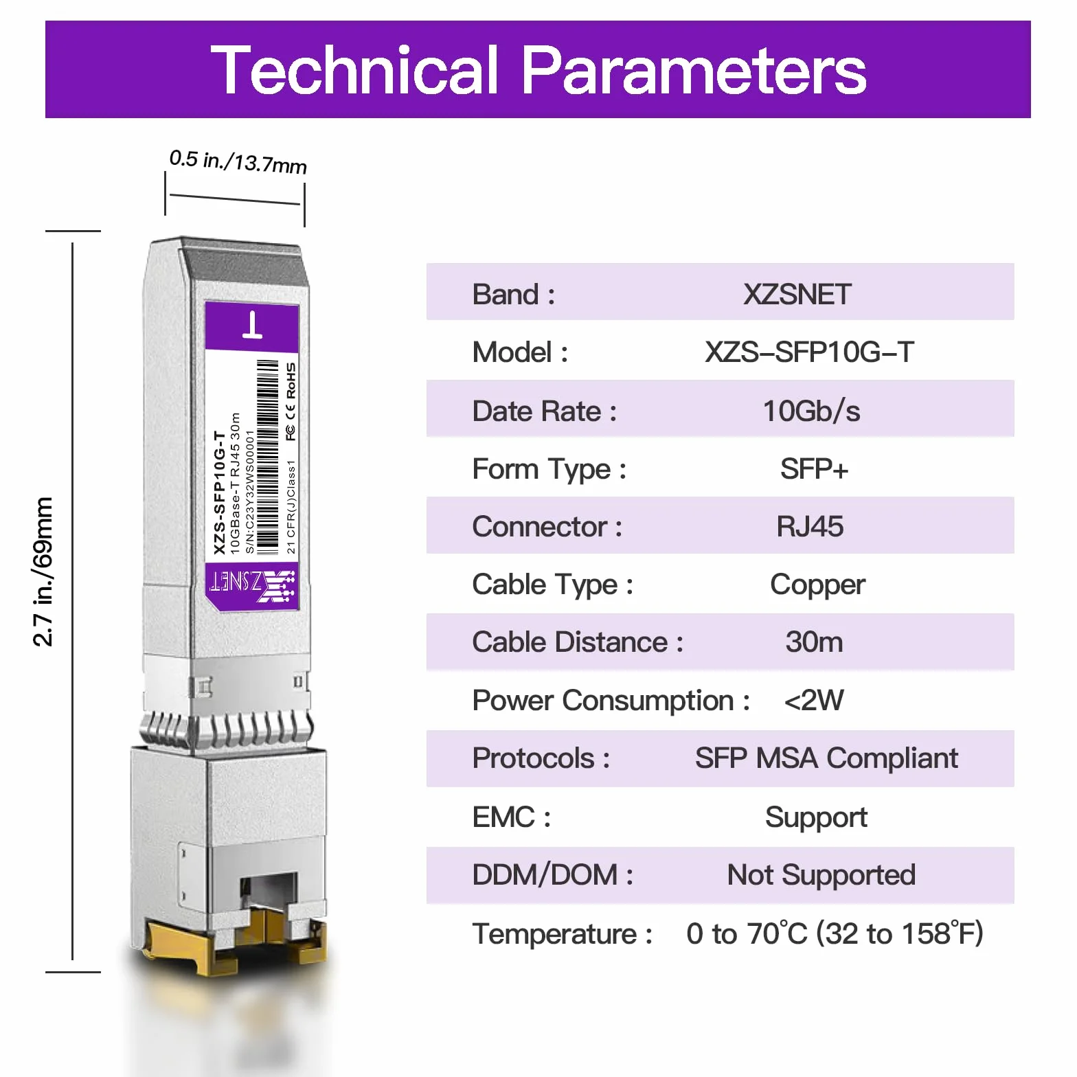 Nadajnik-odbiornik 10GBASE-T SFP+, 1,25/2,5/5/10G SFP+ do RJ45, 10 GB miedziany SFP+ do modułu Ethernet, kompatybilny z Cisco SFP-10G-T-S, Ubiquiti UniFi UF-RJ45-10G, Mikrotik, Meraki, Netgear i