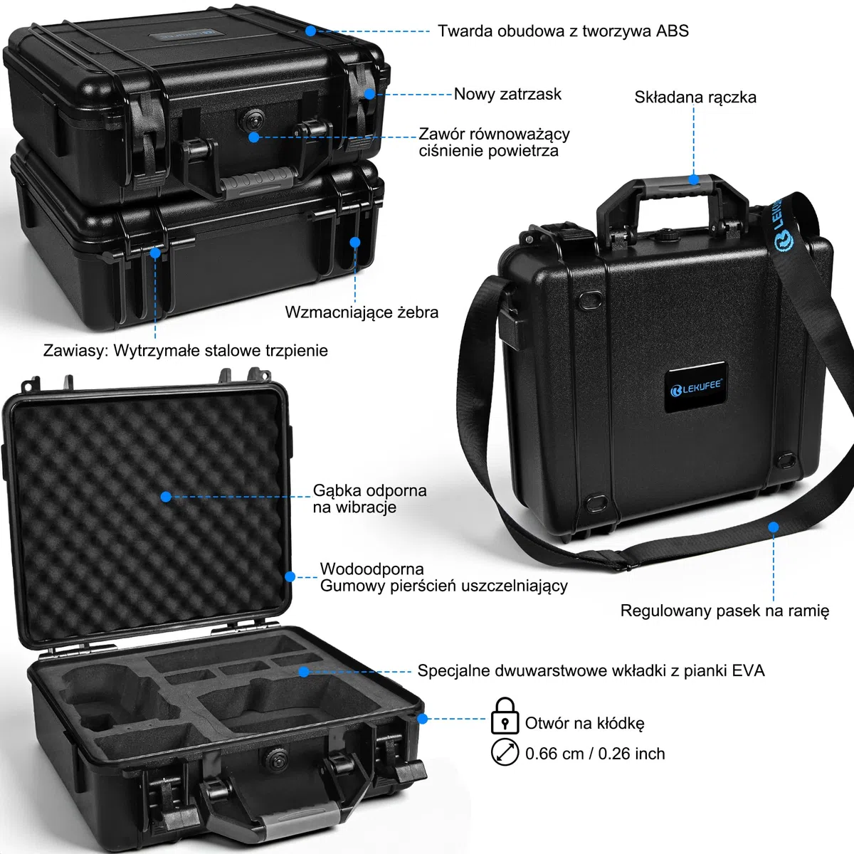 LEKUFEE Wodoodporna Walizka z Twardą Powłoką kompatybilna z Drona DJI Mini 5 Pro/4 Pro/Mini 3,DJI RC 2/RC/ N2/N1 Zdalnego Sterowania i Akcesoriów (tylko walizka)