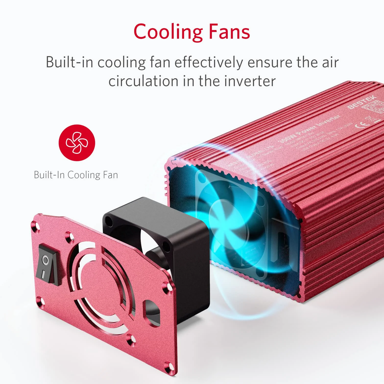 BESTEK Przetwornica napięcia 300 W zmodyfikowany falownik sinusoidalny 12 V na 230 V z gniazdem AC i 2 USB