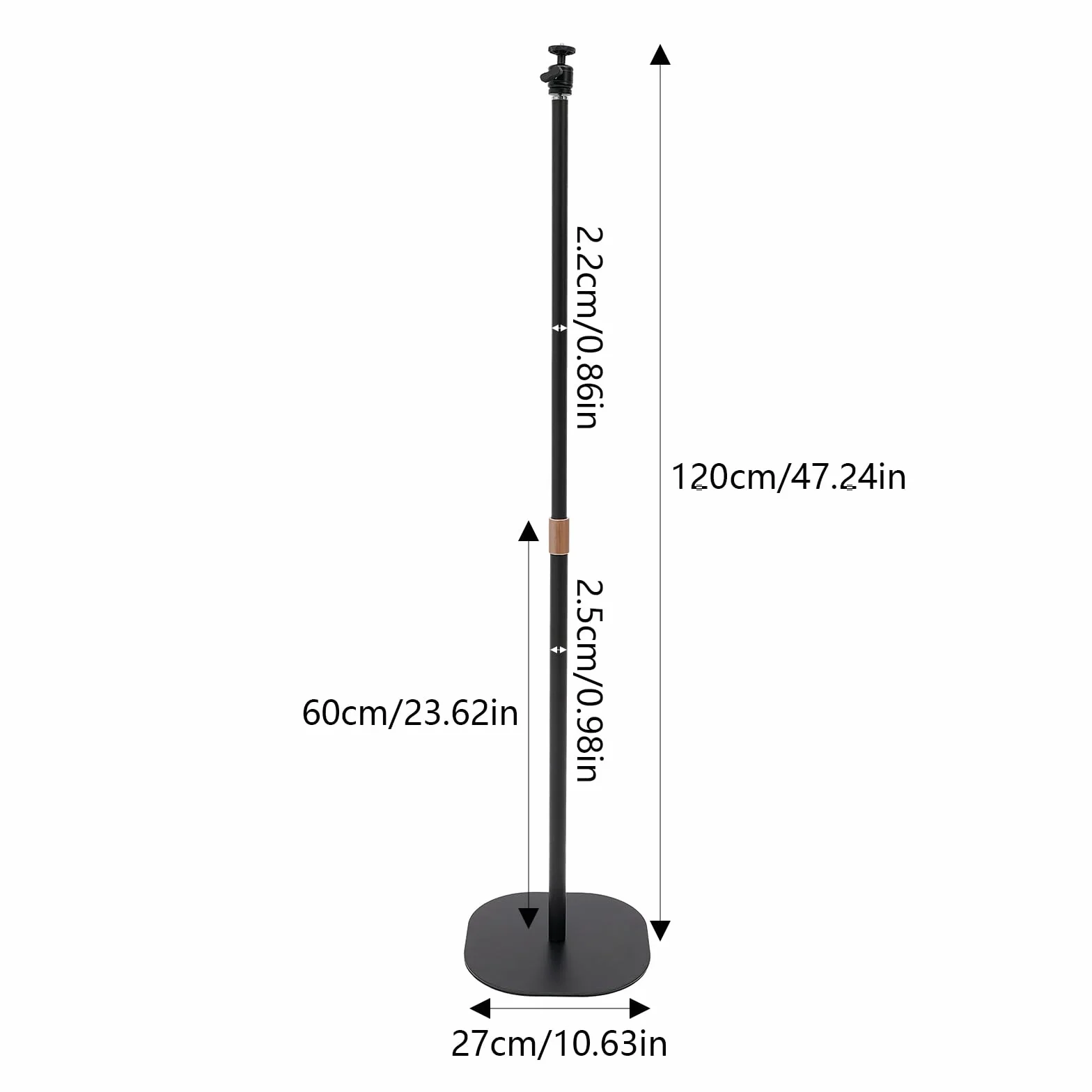 Obrotowy 360° stojak na projektor, metalowa podstawa, regulowana wysokość, ukryty stojak podłogowy od 65 do 120 cm