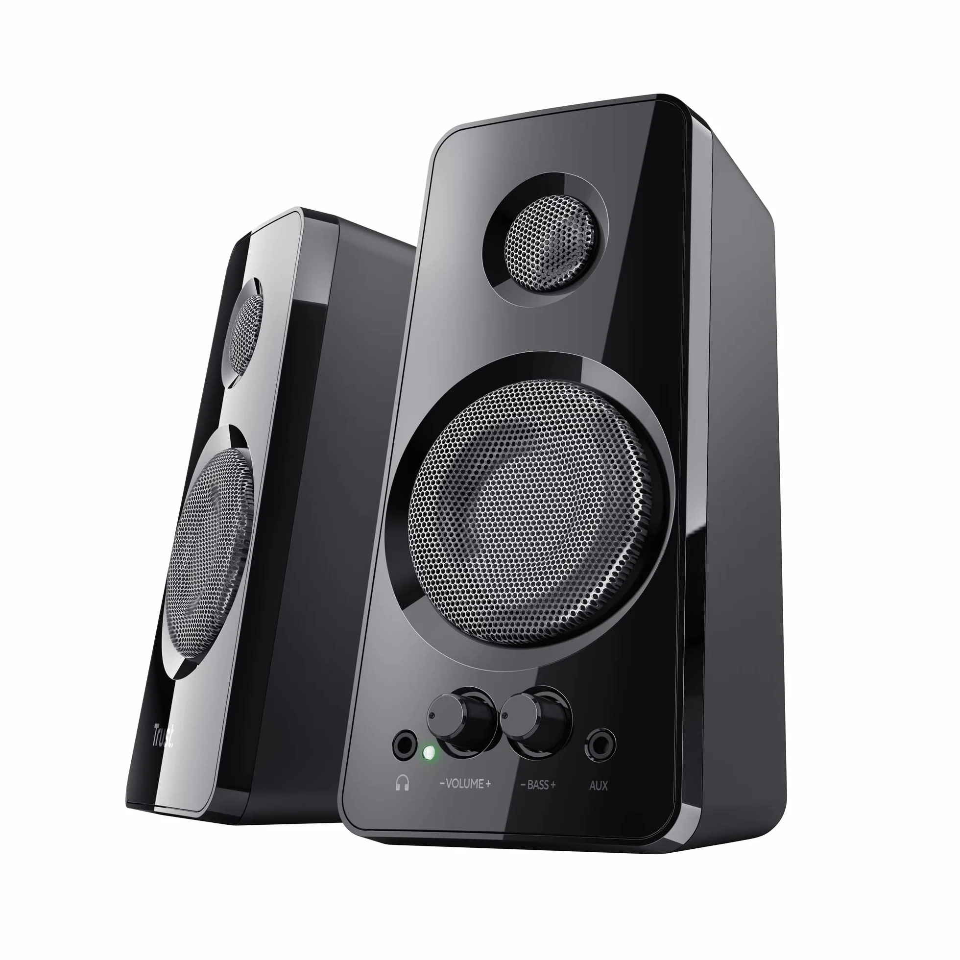 Trust Tytan 2.0 zestaw głośników, 36 W (18 W RMS), komputer, regulator głośności i basów, gniazdo słuchawkowe, zasilanie USB, głośnik PC do laptopa, smartfona, tabletu, czarny