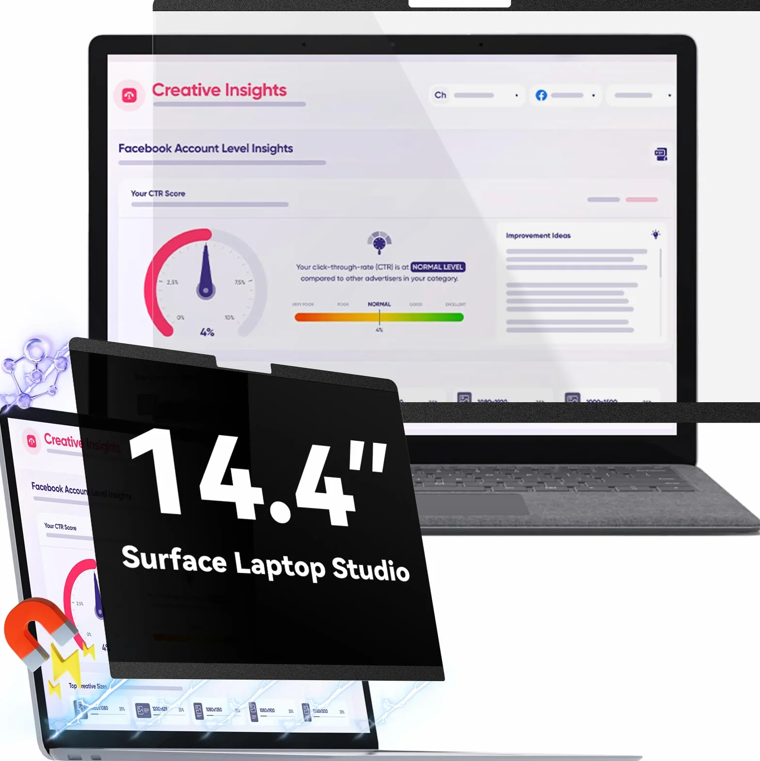 Magnetyczny filtr prywatyzujący do Microsoft Surface Laptop Studio 14,4", antyodblaskowy, ochrona prywatności