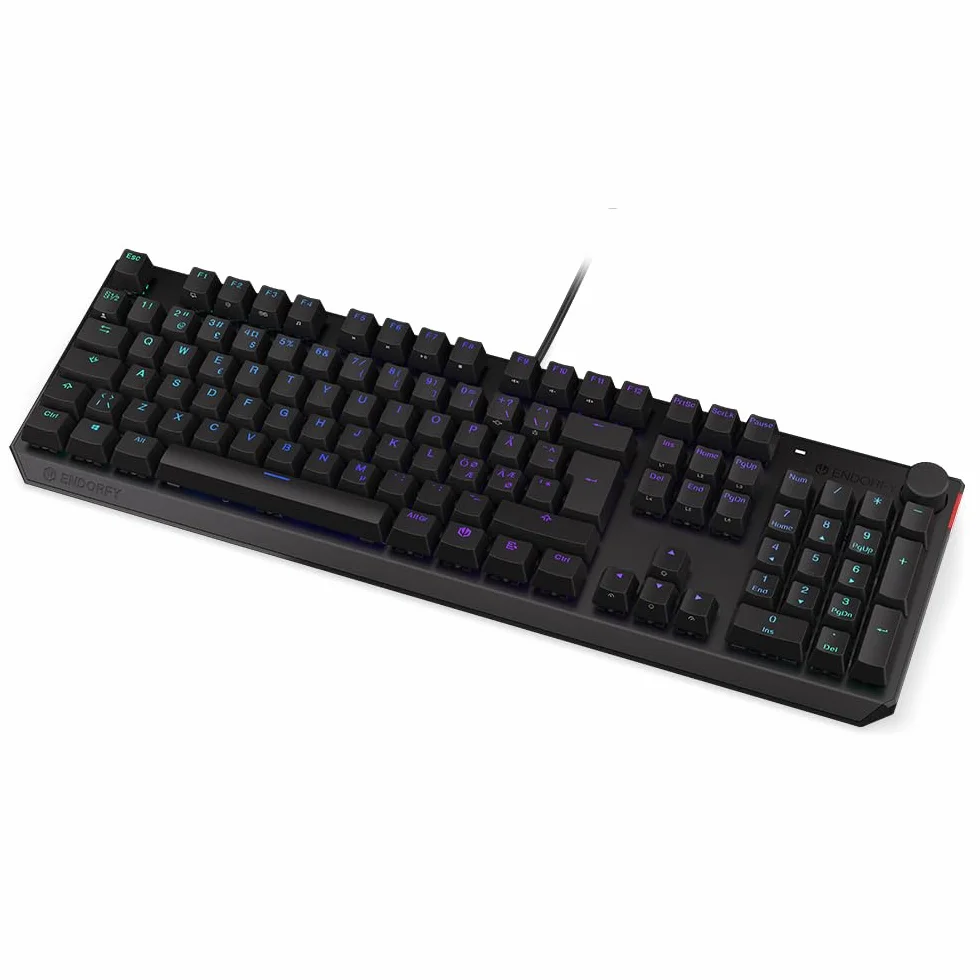 ENDORFY Thock NO Brown, przełącznik taktyczny Kailh Brown z klawiaturą mechaniczną, układ nordycki, nasadki klawiszy PBT, pokrętło kontroli głośności | EY5B009, czarny
