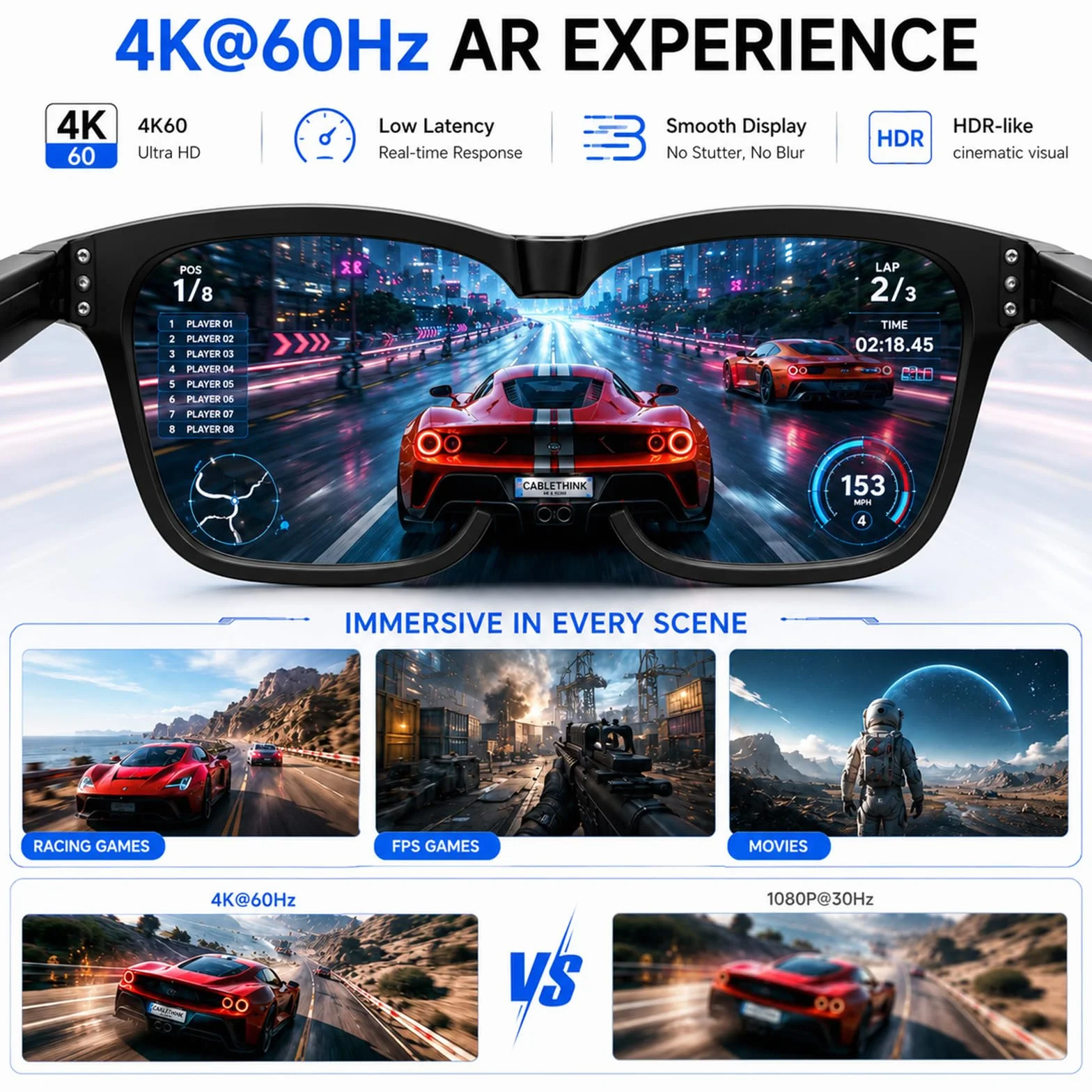 Guermok adapter HDMI–USB-C do okularów AR, 4K@60Hz, ładowanie DC 5V – do XREAL One/Air 2 Pro, RayNeo, Rokid, Steam, Switch2/1, PS 5/4, monitorów przenośnych (czarny)