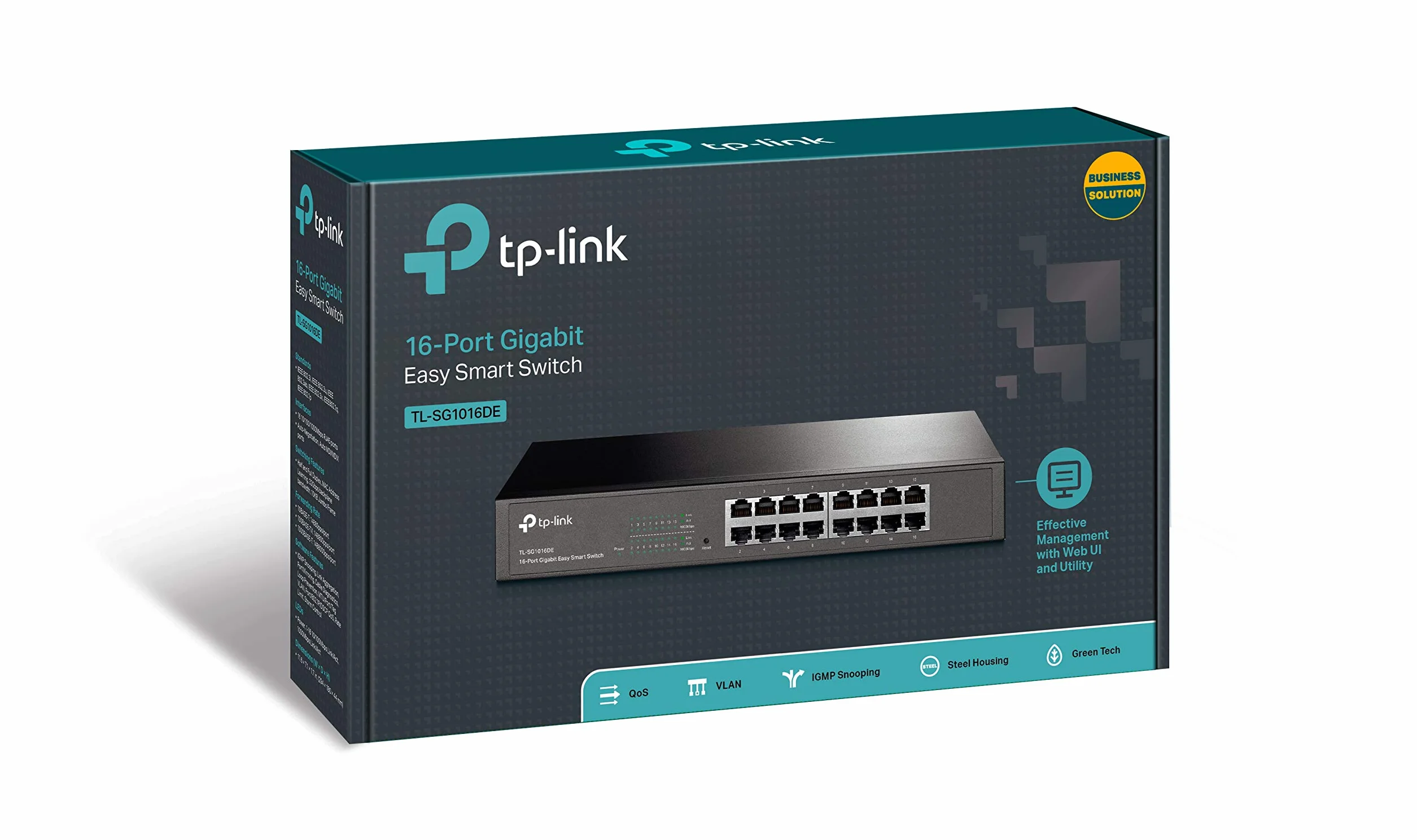 TP-Link TL-SG1016DE 16-Port Gigabit Easy-Smart Ethernet Switch, Steel Case, 13-Inch Rack-Mount