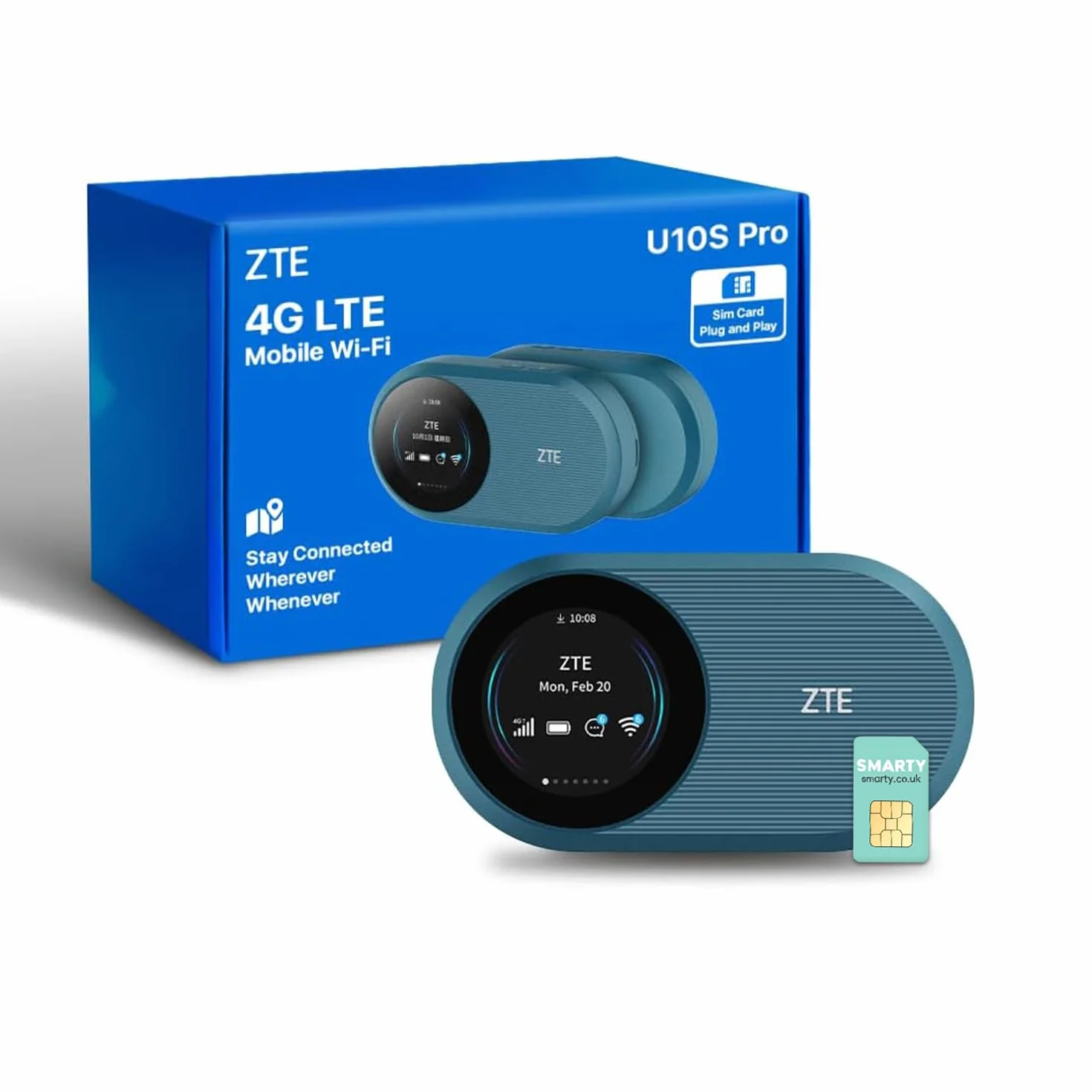 ZTE U10S Pro Blue, 4G+LTE Mobile Wi-Fi 6, odblokowany, niedrogi przenośny tracker podróżny, łączy 32 urządzenia, 3000 mAh, 10 godzin pracy baterii, działa we wszystkich sieciach na całym świecie