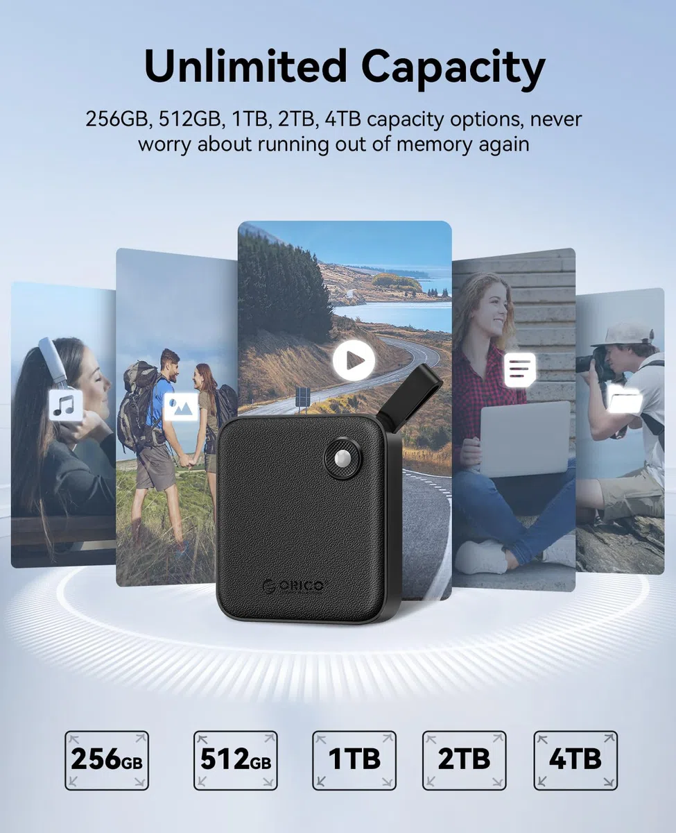 ORICO Extreme Portable SSD 256 GB z kablem USB C 2 w 1, zewnętrzne dyski Solid State Drives do 460 MB/s, wskaźnik stanu, niezawodna pamięć do smartfonów z USB-C smartfonów, tabletów, PC – B5PLUS