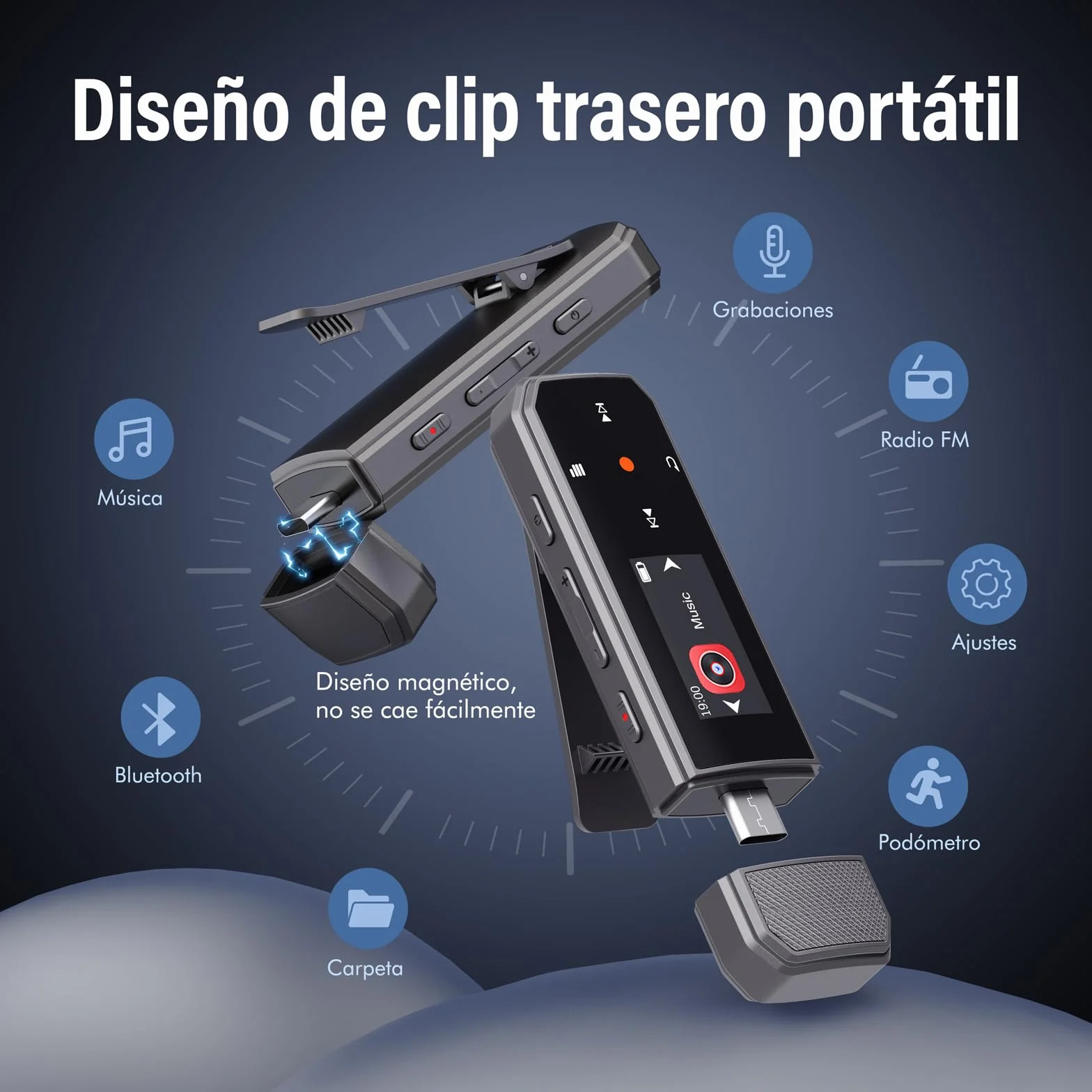 Przenośny odtwarzacz MP3 64 GB Bluetooth 5.3 USB-C z radiem FM