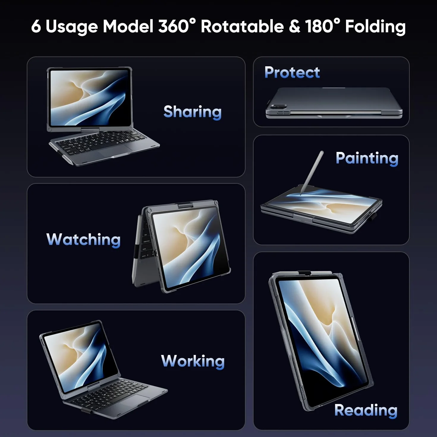 Doqo Etui z klawiaturą do iPad Air 11/iPad Pro 11 z gładzikiem i obrotem 360°