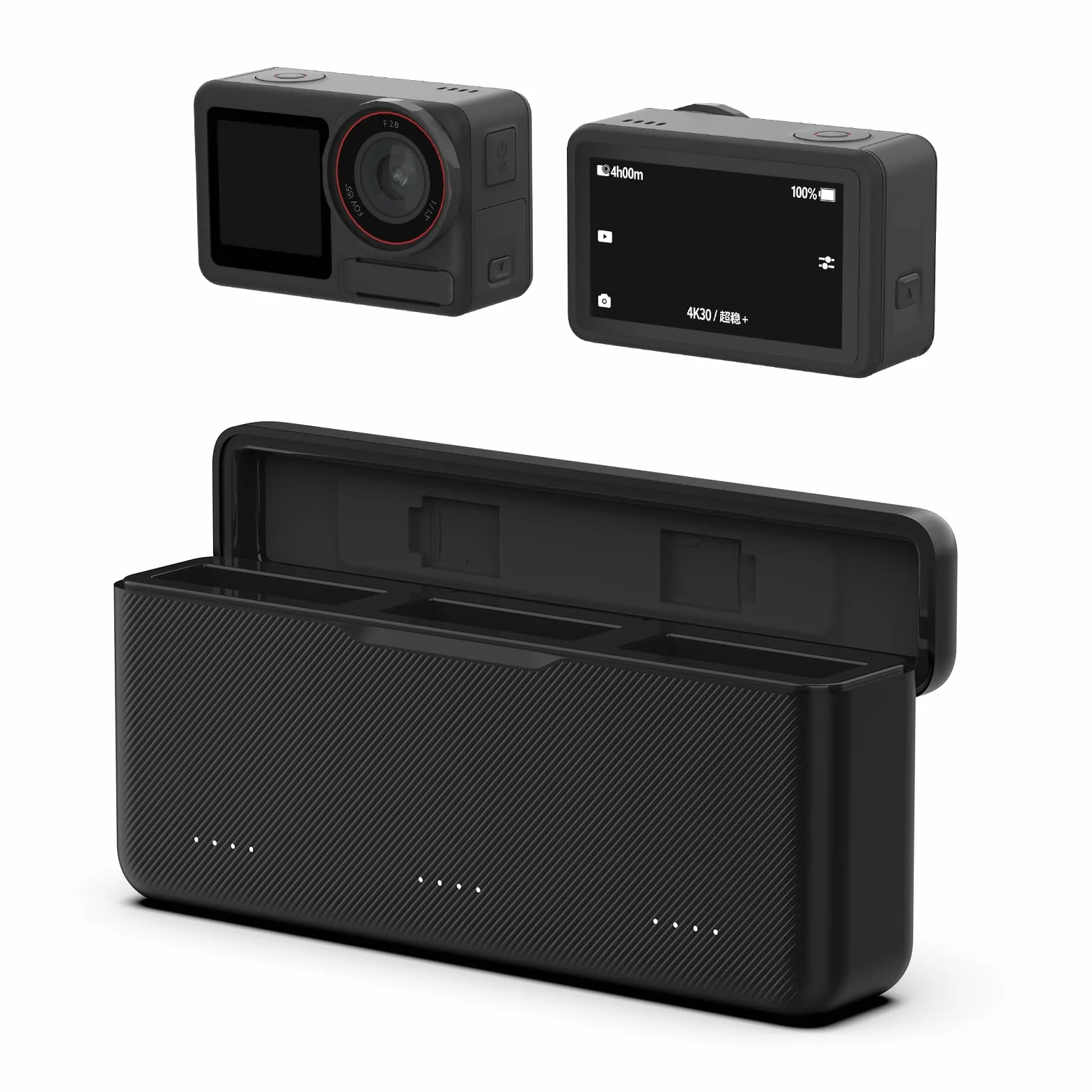 TELESIN Osmo 360/Osmo Action 5 Pro Ładowarka do baterii Dji Osmo 360/DJI Action 5 Pro, etui do szybkiego ładowania USB z kablem typu C, potrójna ładowarka kompatybilna z oryginalną baterią dji