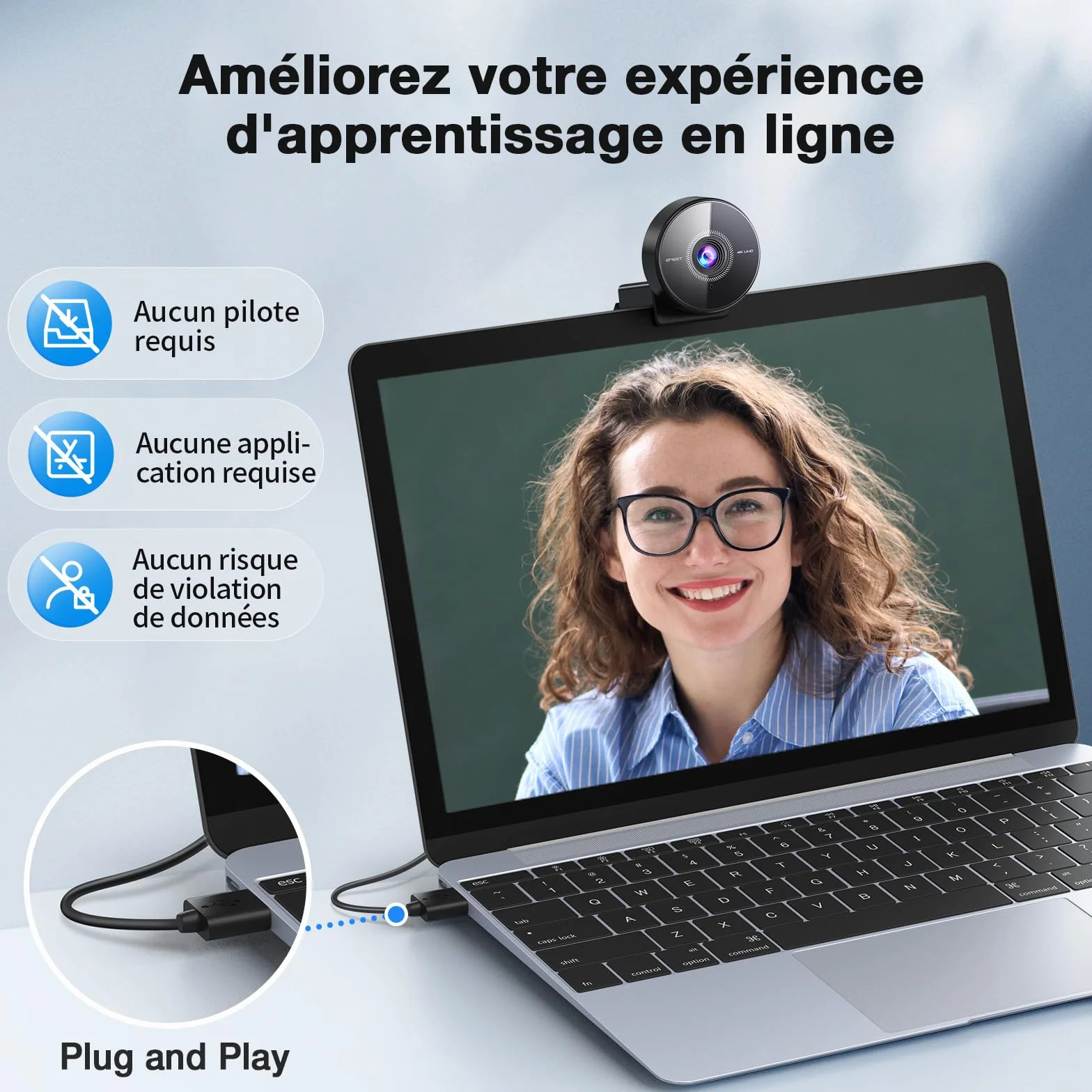 EMEET C950 kamera internetowa 4K do PC, 8 MP, 4K UHD, autofokus PDAF, mikrofon z redukcją szumów, 70° FOV, 1080p @60FPS, ochrona prywatności, USB 2.0 Plug & Play
