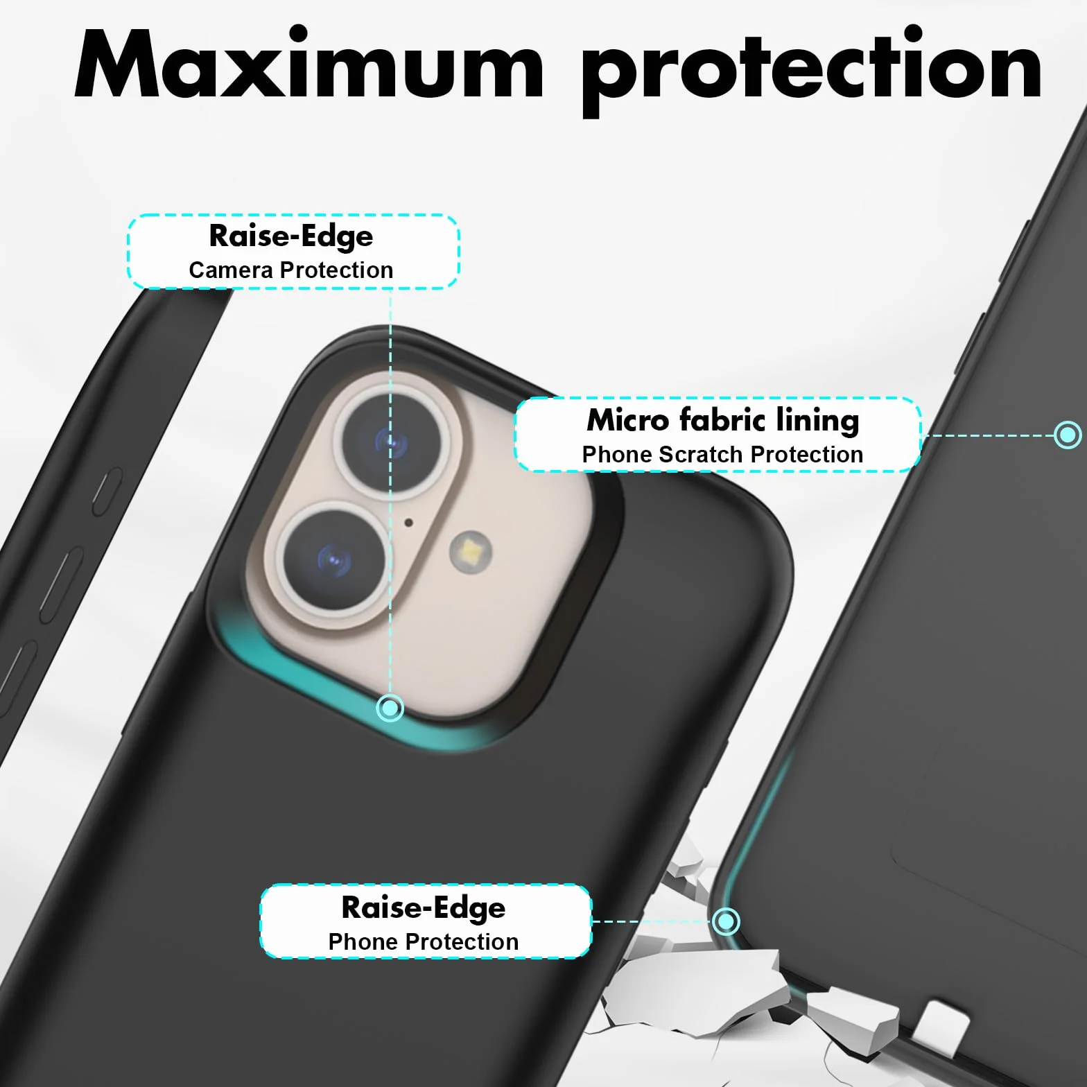 Etui na baterię do iPhone 16 8500 mAh, smukłe, przenośne etui ochronne – czarne
