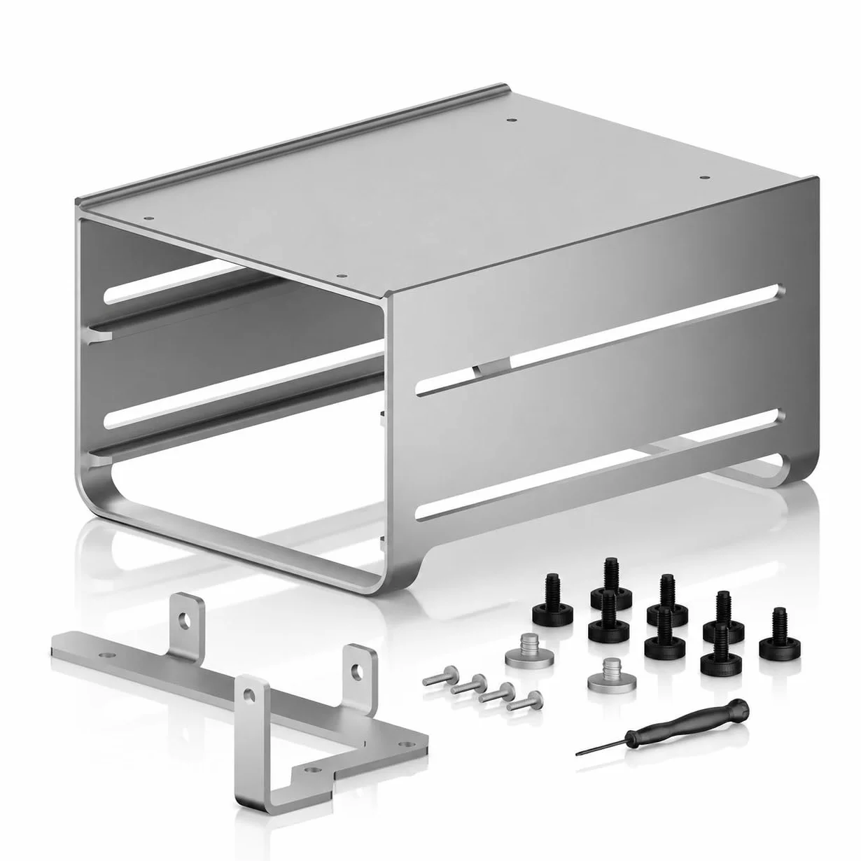 ZimaBoard Uchwyt HDD 2-kieszeniowy Aluminiowy stelaż na dwa dyski 3,5" Kompaktowa rama NAS Srebrny