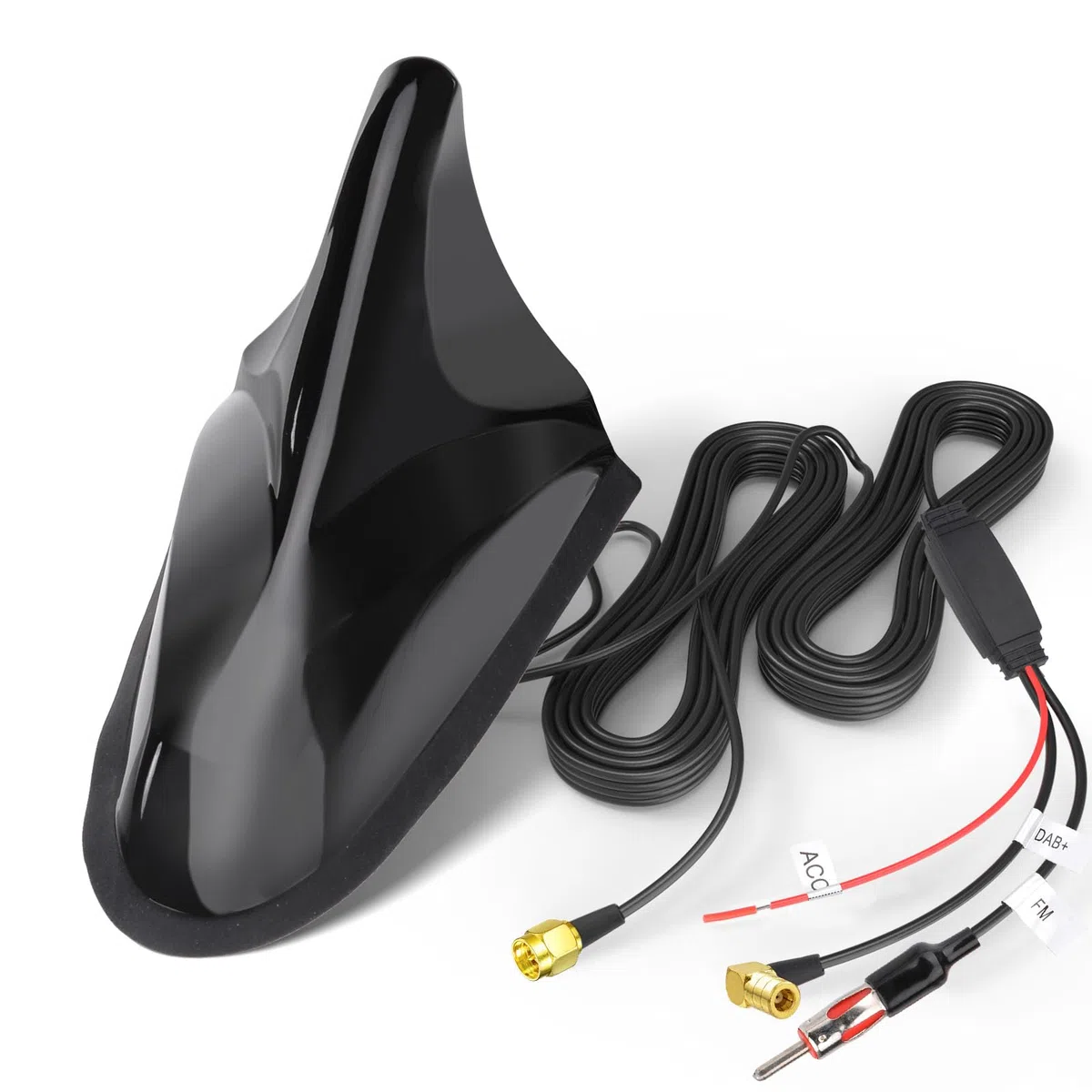 Eightwood DAB DAB+ antena samochodowa ze wzmacniaczem sygnału, rozdzielacz AM/FM, GPS, SMB, SMA, adapter DIN