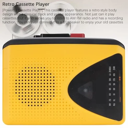 Sxhlseller Retro Cassette Player z AM FM Radio, Wbudowany Mikrofon i Głośnik, Magnetofon z Gniazdem Słuchawkowym, Zasilanie USB lub Bateria do Podróży do Domu Słuchania na Zewnątrz