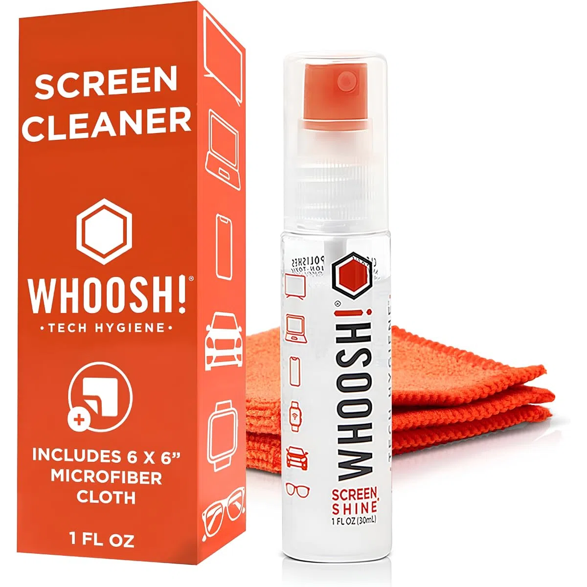 Zestaw do czyszczenia ekranu Aode WHOOSH! – najlepszy do smartfonów, iPadów, okularów, Kindle, LED, LCD i telewizorów – zawiera butelkę 28 ml + 2 ściereczki premium