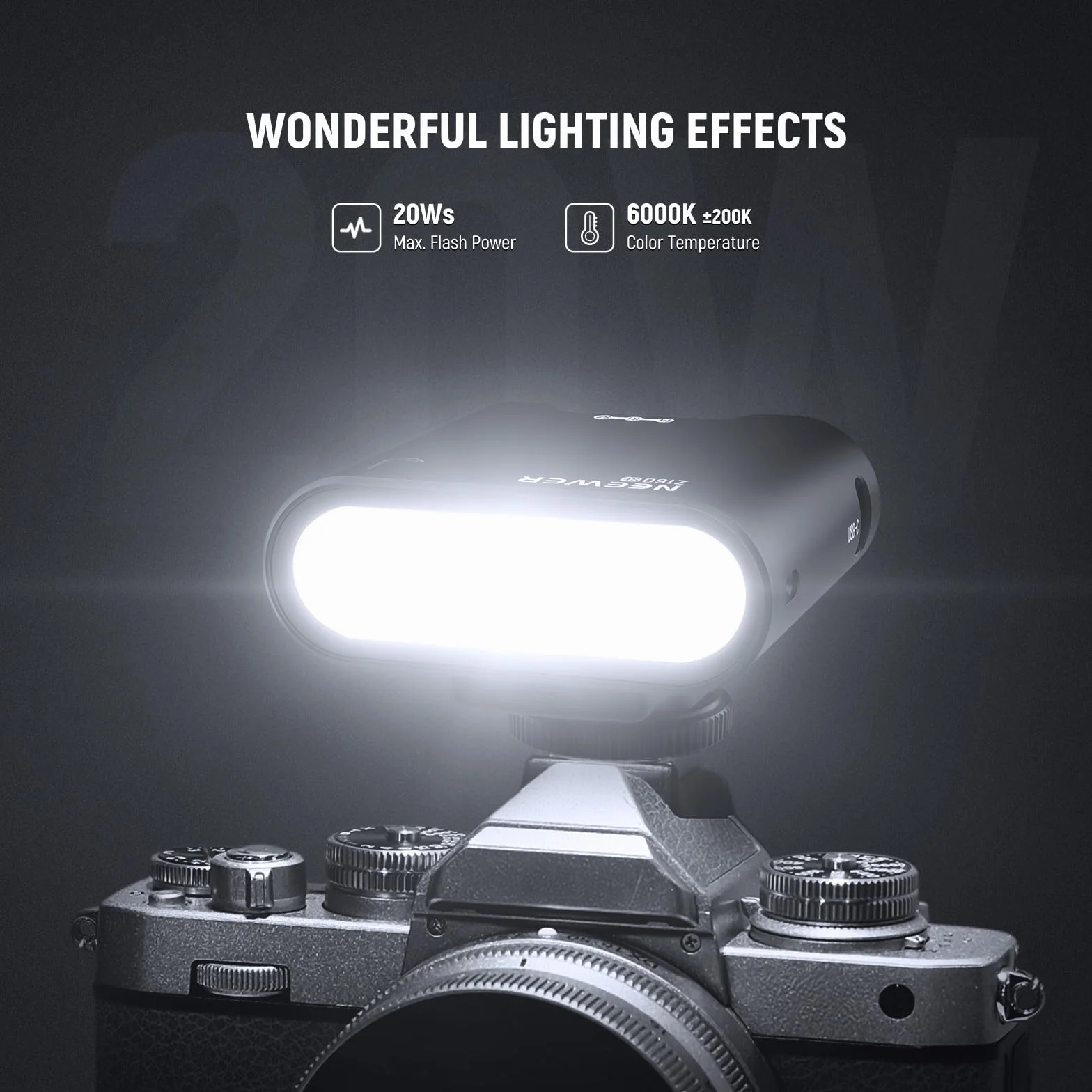 NEEWER Z160 SE lampa błyskowa 20 W GN15 6000 ± 200 K Flash Speedlight ręczna 1/1-1/128 moc i tryb S1/S2 3,7 V/1200 mAh, akumulator 650, pełne obciążenie, kompatybilny z Canon Nikon Sony Fuji Olympus