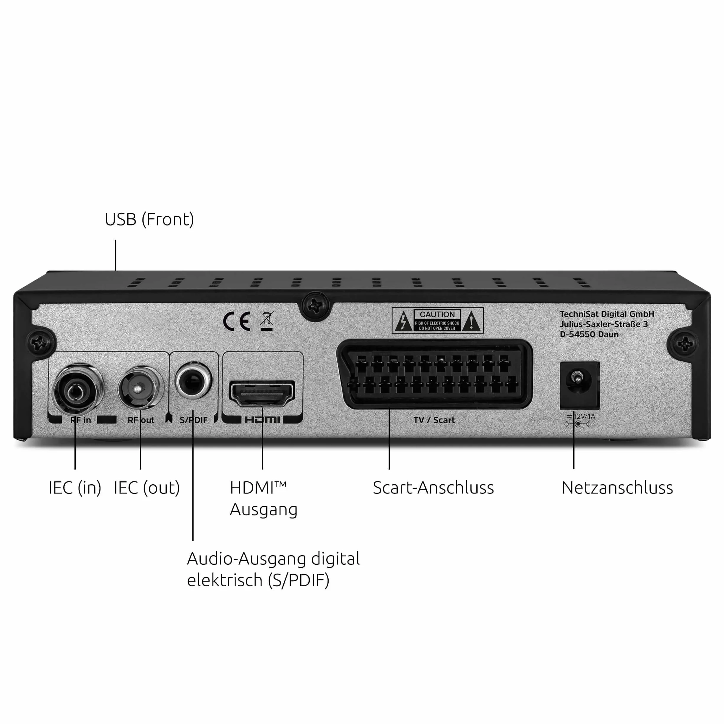 TechniSat HD-C 232 - odbiornik HD do cyfrowej telewizji kablowej (HDTV, DVB-C, HDMI, SCART, USB 2.0, RF in, RF out, EPG, pilot zdalnego sterowania), czarny