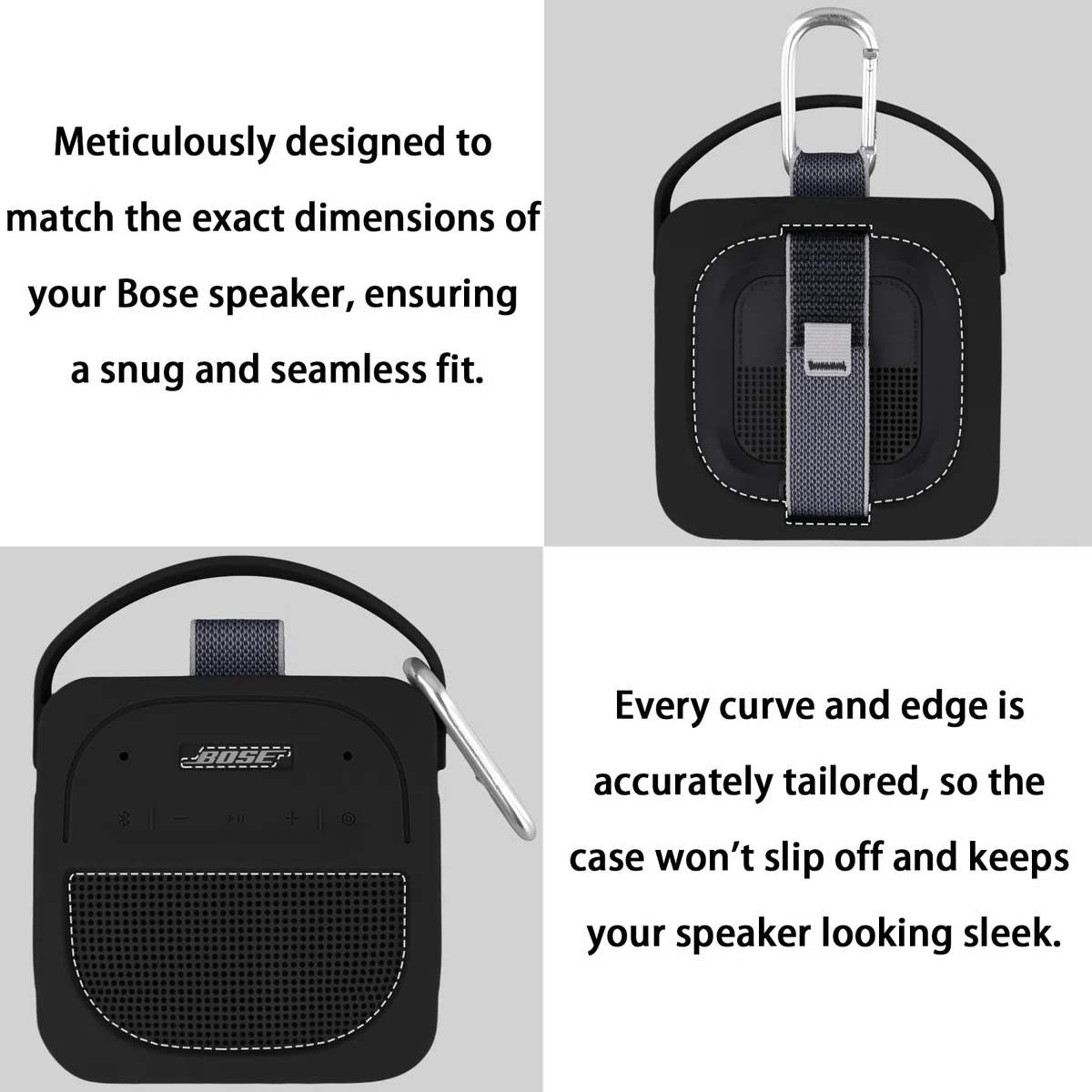 co2CREA Silikonowy pokrowiec do noszenia do Bose przenośny głośnik SoundLink Micro 2 gen, przenośny, ultralekki, silikonowy pokrowiec ochronny z karabińczykiem i paskiem na ramię