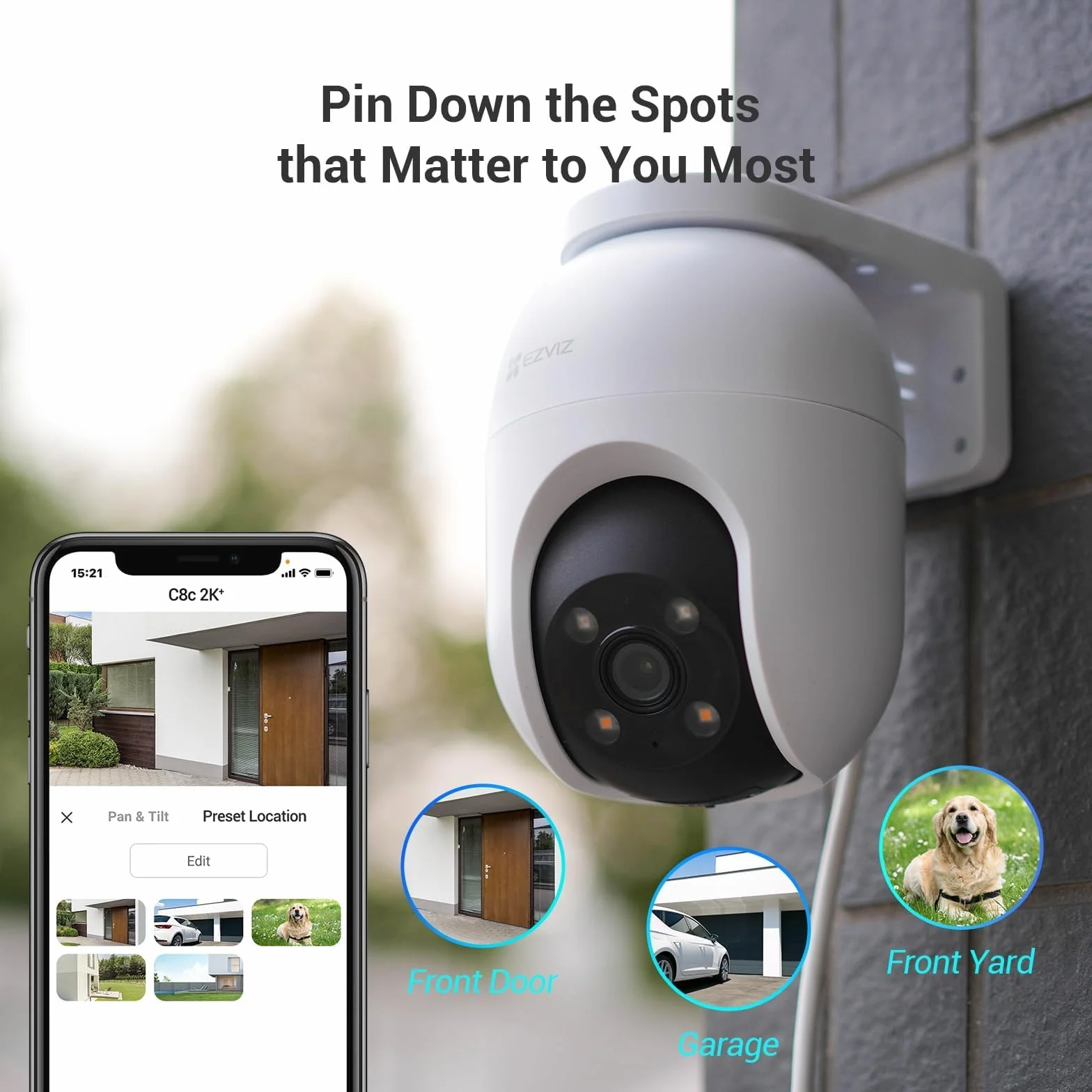 EZVIZ C8c 4MP Zewnętrzna Kamera Monitorująca WiFi 360° z Automatycznym Śledzeniem i Zoomem, Wykrywanie Osób/Pojazdów, Kolorowe Nocne Widzenie, Dwukierunkowy Dźwięk