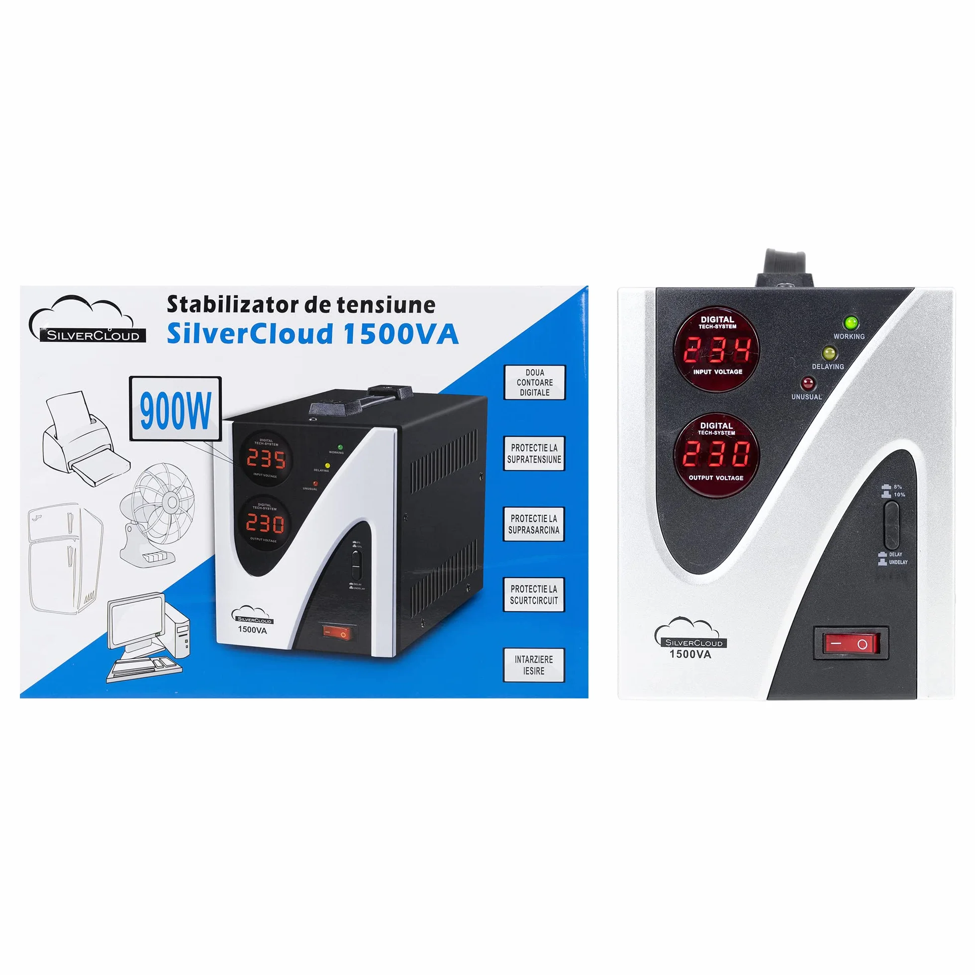 Przetwornica napięcia stabilizator SilverCloud 1500VA 900W