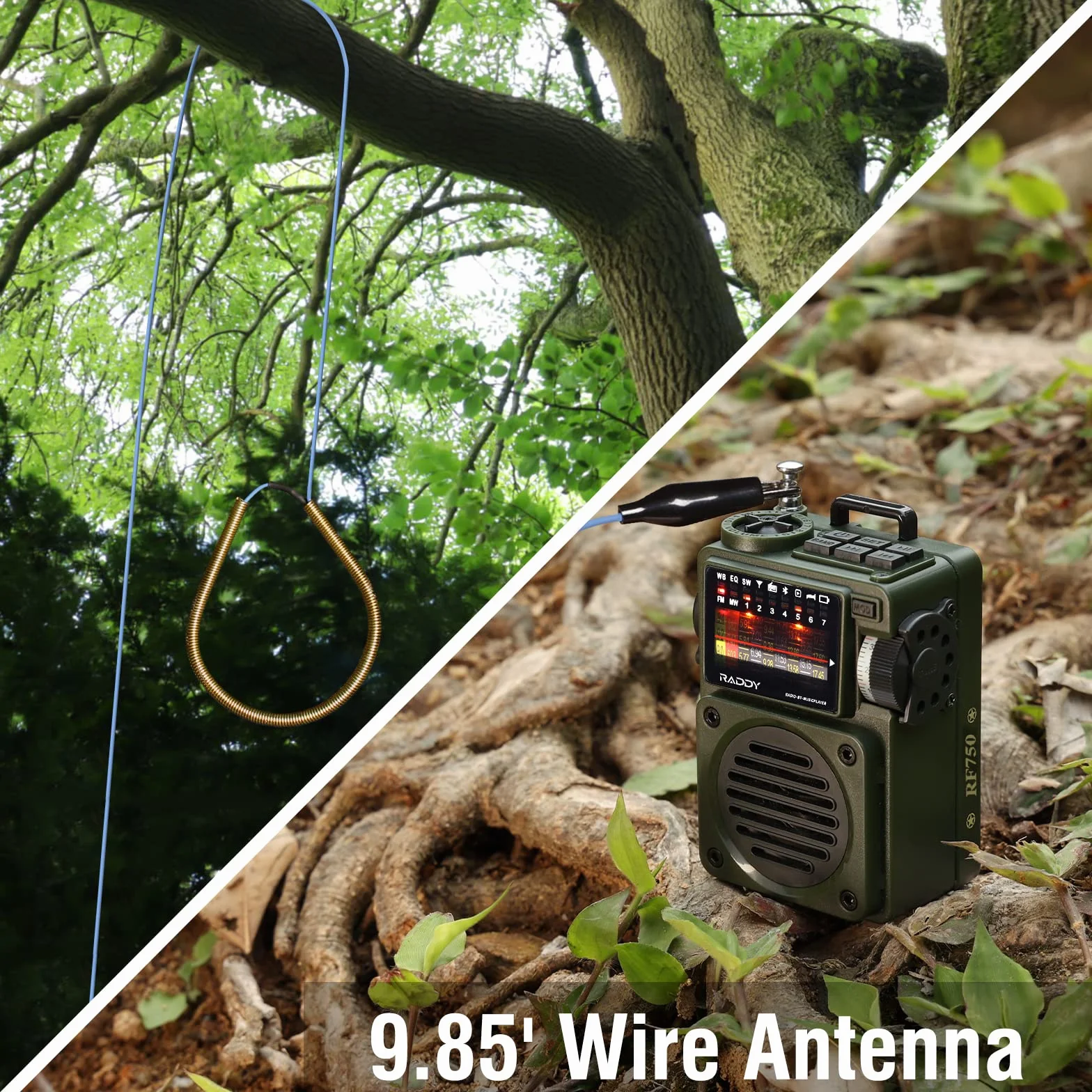 Raddy RF750 Przenośne Radio Krótkofalowe AM/UKW/SW, Cyfrowe Retro Z Ładowaniem, Zasilanie Bateryjne, BT, Odtwarzacz Muzyki Z Kart TF, 6 Trybów EQ, Antena Zewnętrzna