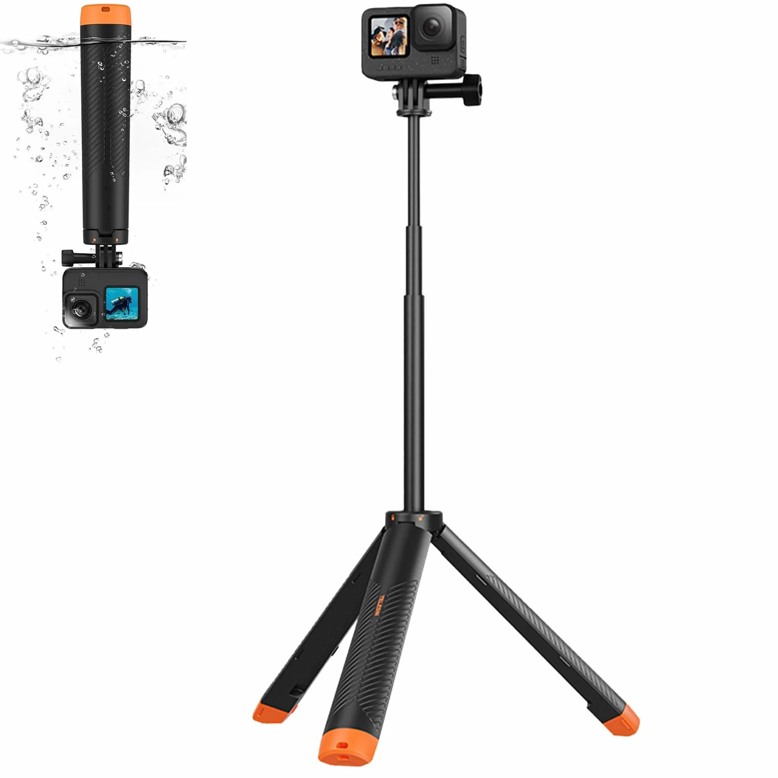 Uchwyt ręczny 4 w 1 wodoodporny przedłużalny monopod do selfie, kompatybilny z GoPro Hero 13~3, DJI Action 5 Pro, Insta360