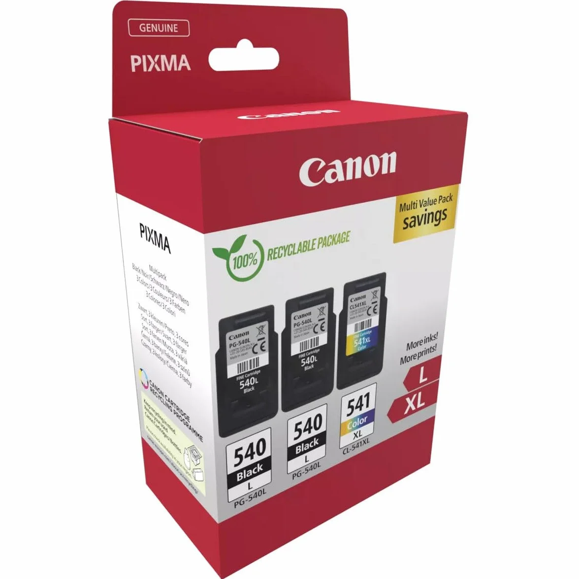Canon PG-540L CL-541XL Black Colour Ink Cartridge Photo Paper Value Combo Pack 5224B015