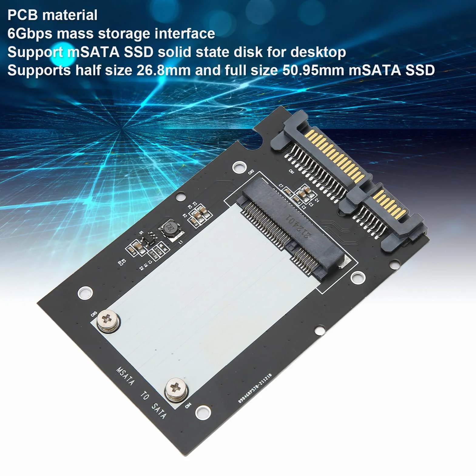 Adapter MSATA do SATA III 6 Gb/s Interfejs Szybkiego Transferu Pamięci Masowej Karta Konwertera Dysku Twardego Mini Dysk Twardy Sata o Wysokiej Wydajności, dla Dysku SSD MSATA 26.8/50.95mm