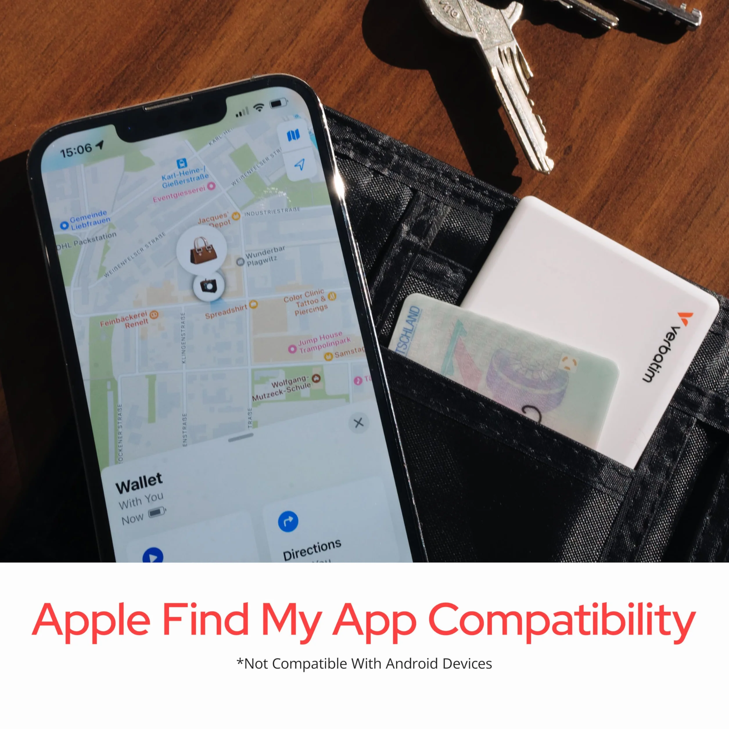 Verbatim My Finder Card 2-częściowy zestaw kart Slim Wallet Tracker, możliwość ponownego ładowania Bluetooth, do portfela, paszportu i współpracy, kompatybilna z Apple "Wo jest?"
