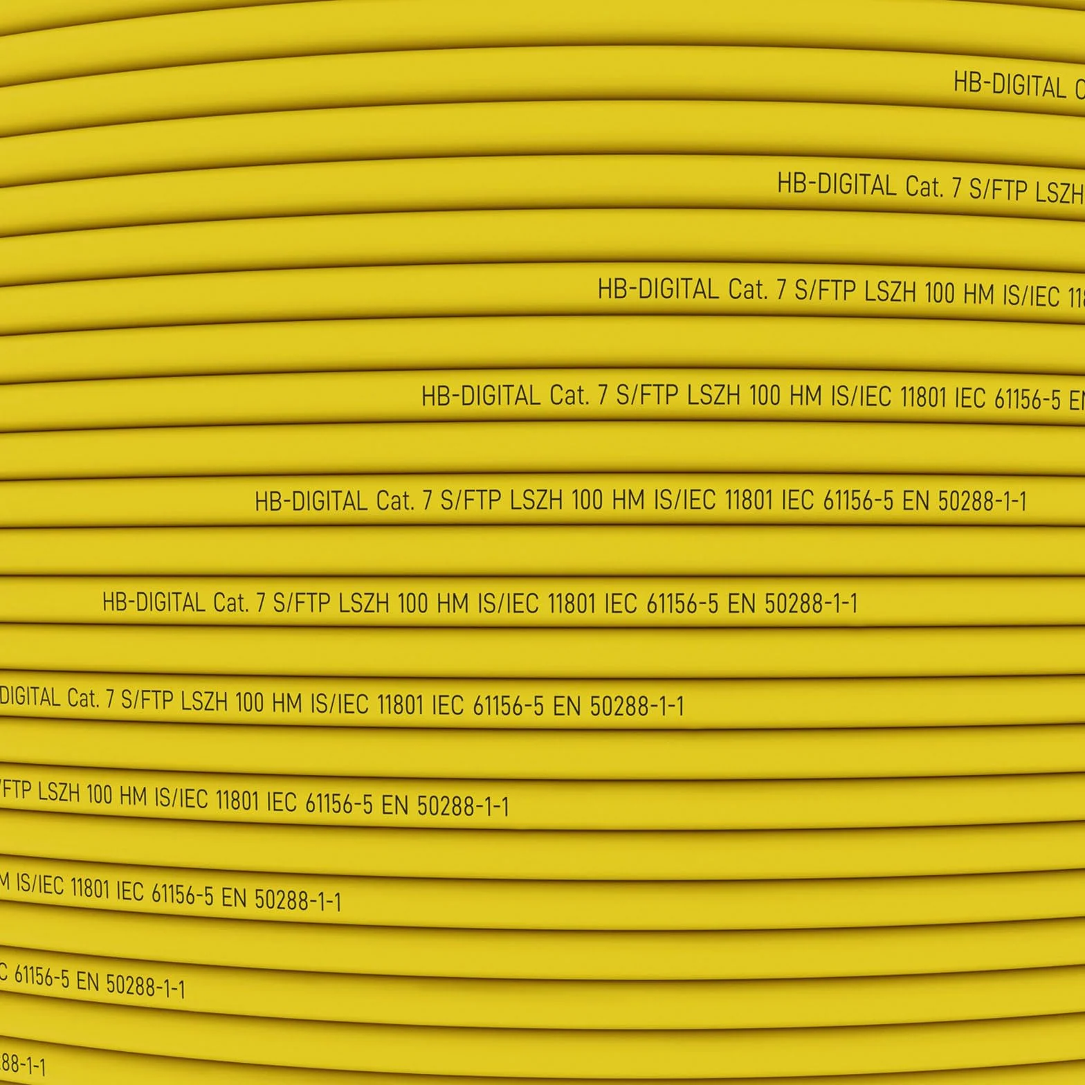 HB-DIGITAL Kabel sieciowy LAN CAT.7 AWG 23 do układania, profesjonalny kabel instalacyjny S/FTP, czysta miedź, PIMF, LSZH bez halogenu, zgodność z RoHS, PoE, 10 Gbit/s, GHMT, żółty, 50 m