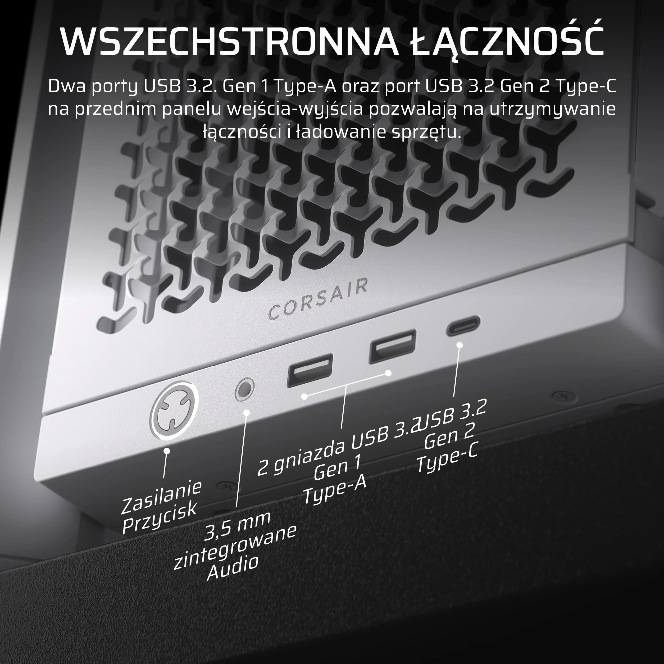 CORSAIR FRAME 4000D Modułowa Mid–Tower ATX Obudowa Komputerowa – Wysoki Przepływ Powietrza, System Montażu Wentylatorów InfiniRail™, Obsługa Dwóch Chłodnic 360mm – Biały
