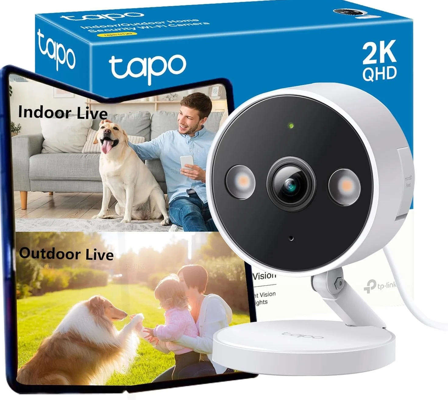 TP-Link Tapo C120 | Kamera Wi-Fi 2K QHD do monitoringu wnętrz | Inteligentne wykrywanie ludzi, zwierząt i dźwięku | Dwukierunkowe audio | Tryb nocny | Kompatybilna z Alexa i Google Home