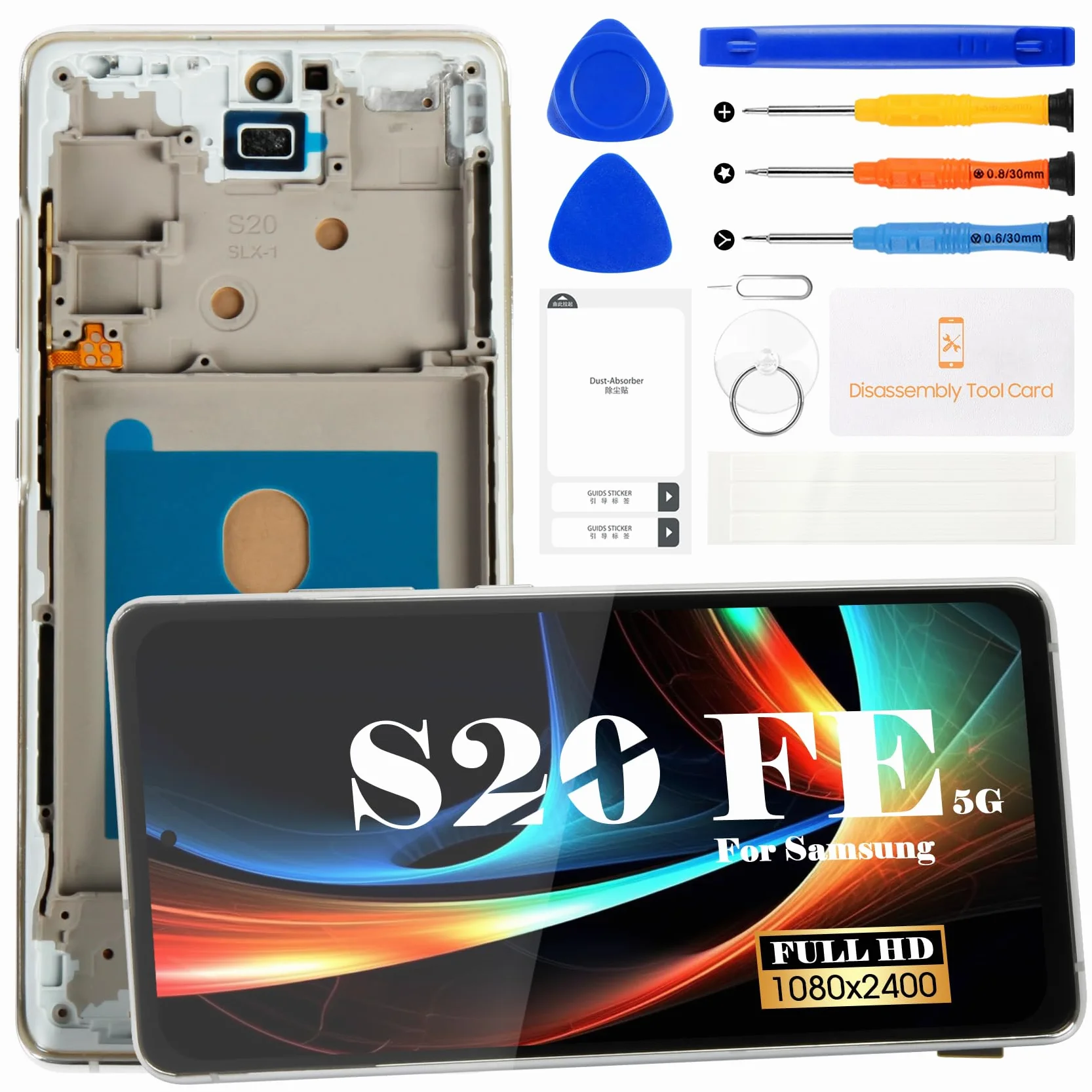 OLED ekran LCD do Samsung Galaxy S20 FE 5G SM-G781B wyświetlacz dotykowy digitizer zestaw naprawczy z ramą srebrny