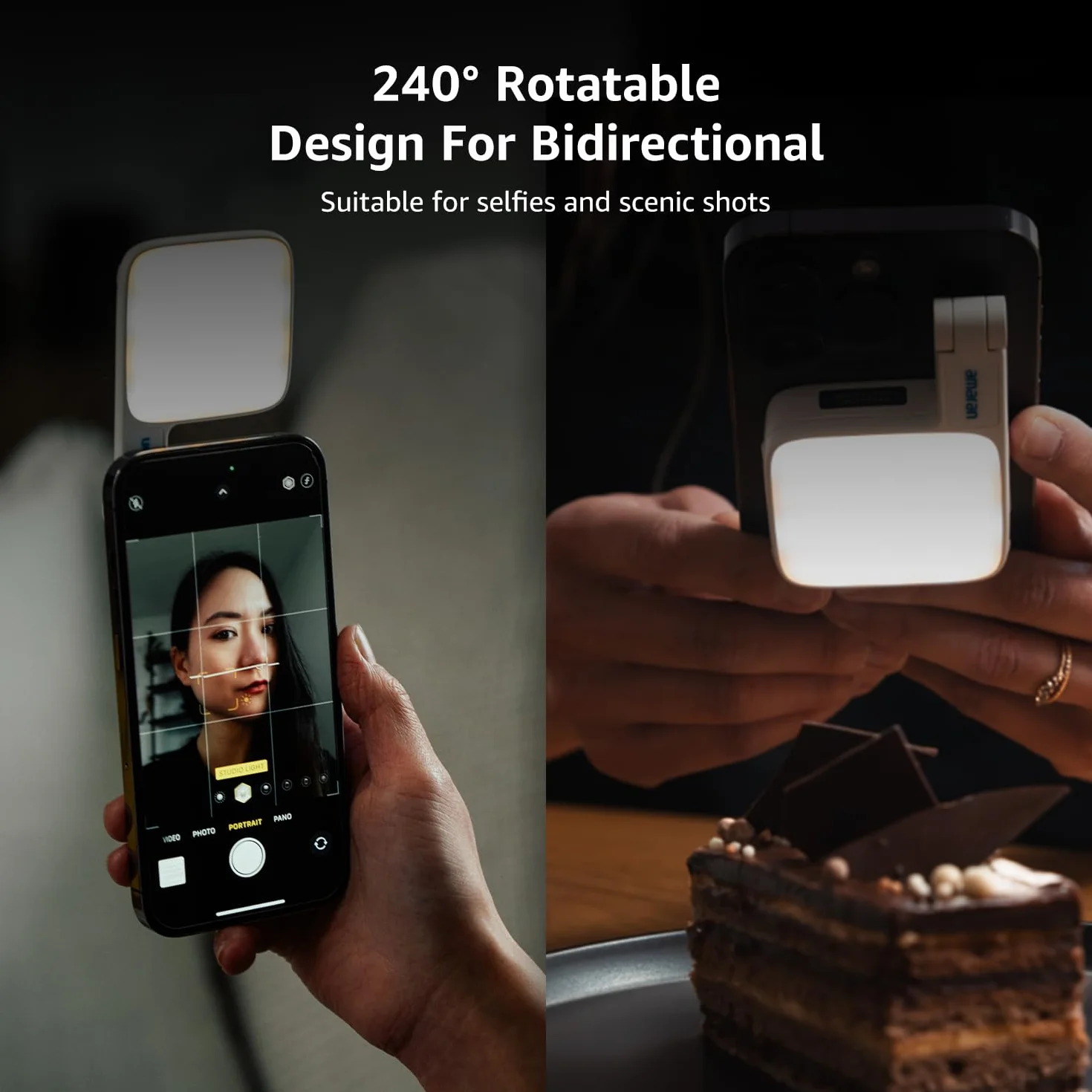 Amaran Go Mini magnetyczne światło LED, podwójne lustro światła, regulowane CCT 2700-6500 K, 10 efektów, szybkie ładowanie USB-C