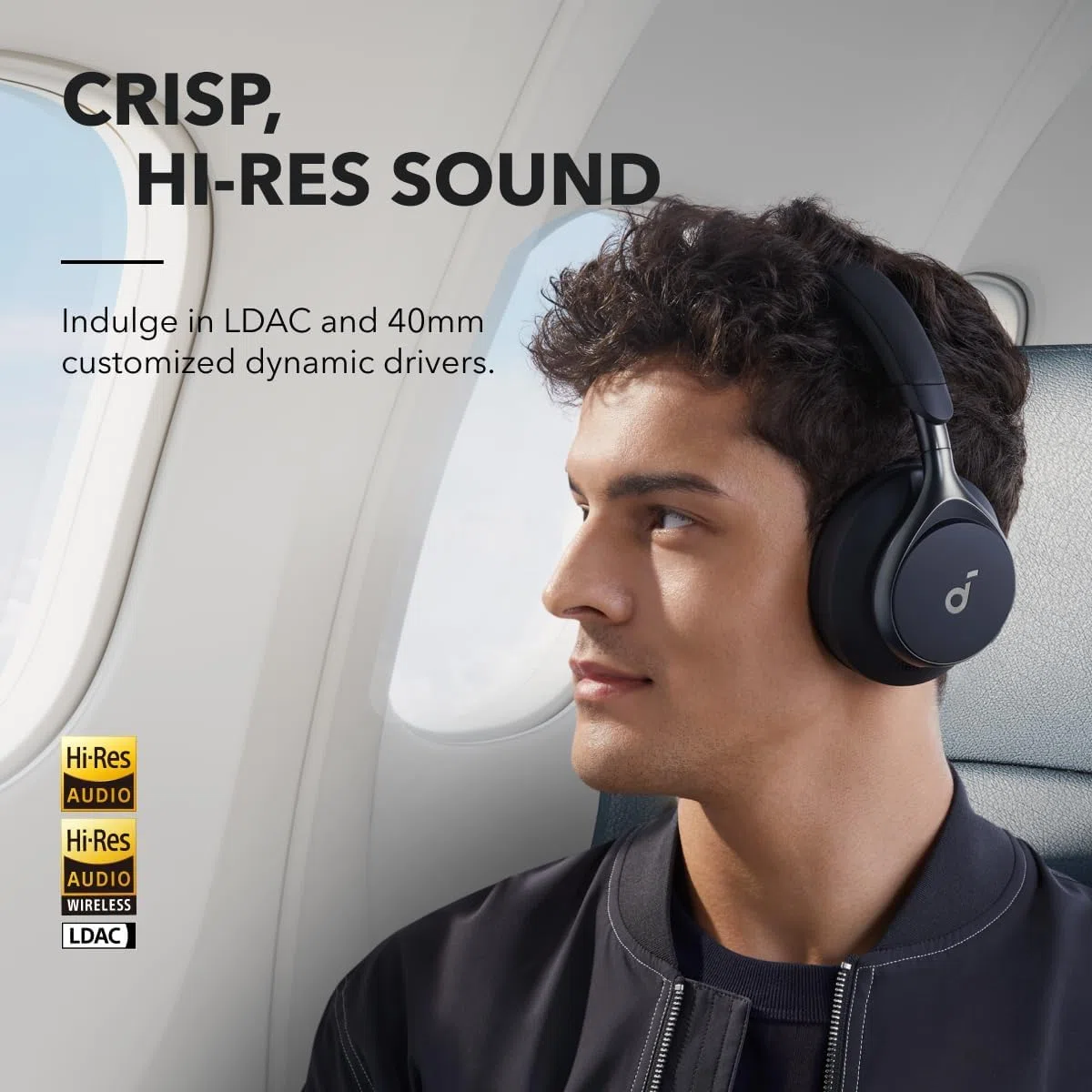 Soundcore by Anker Space One(odnowiona): adaptacyjne słuchawki z ANC, 2x silniejsza redukcja głosu, 40h odtwarzania z ANC, obsługa aplikacji, bezprzewodowy dźwięk LDAC, wygodne dopasowanie