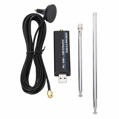 Odbiornik RTL SDR, Chipset RTL2832U R820T2, 0.5 PPM TCXO, 100 kHz-1766 MHz, Bezpośrednie Próbkowanie, Stop Aluminium, Połączenie USB, z Antenami