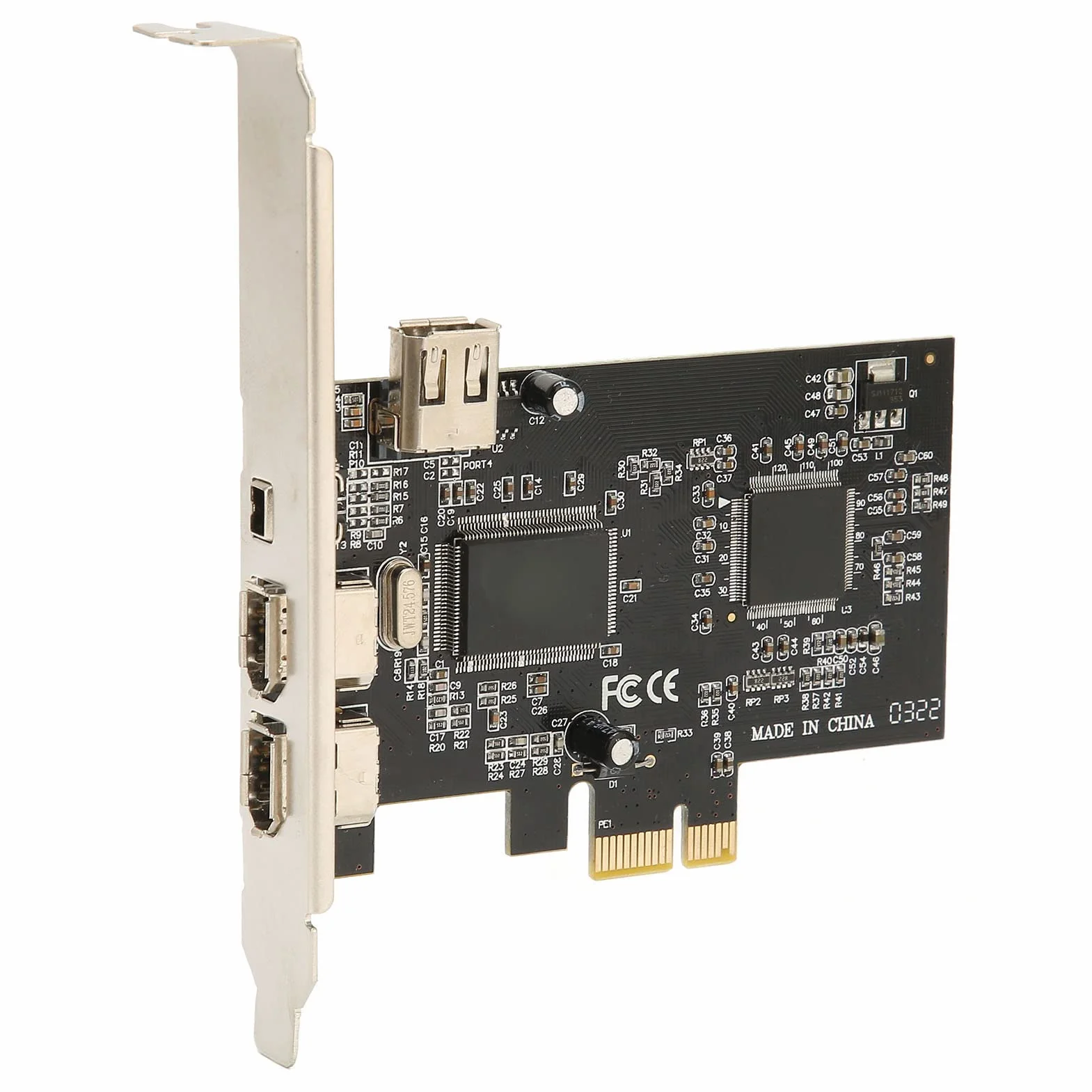 Karta PCIe Firewire dla Systemu 10, Karta Kontrolera PCI E Firewire 4 Porty ze Wspornikiem Niskoprofilowym i Kablem do Komputera Stacjonarnego i Połączenia DV