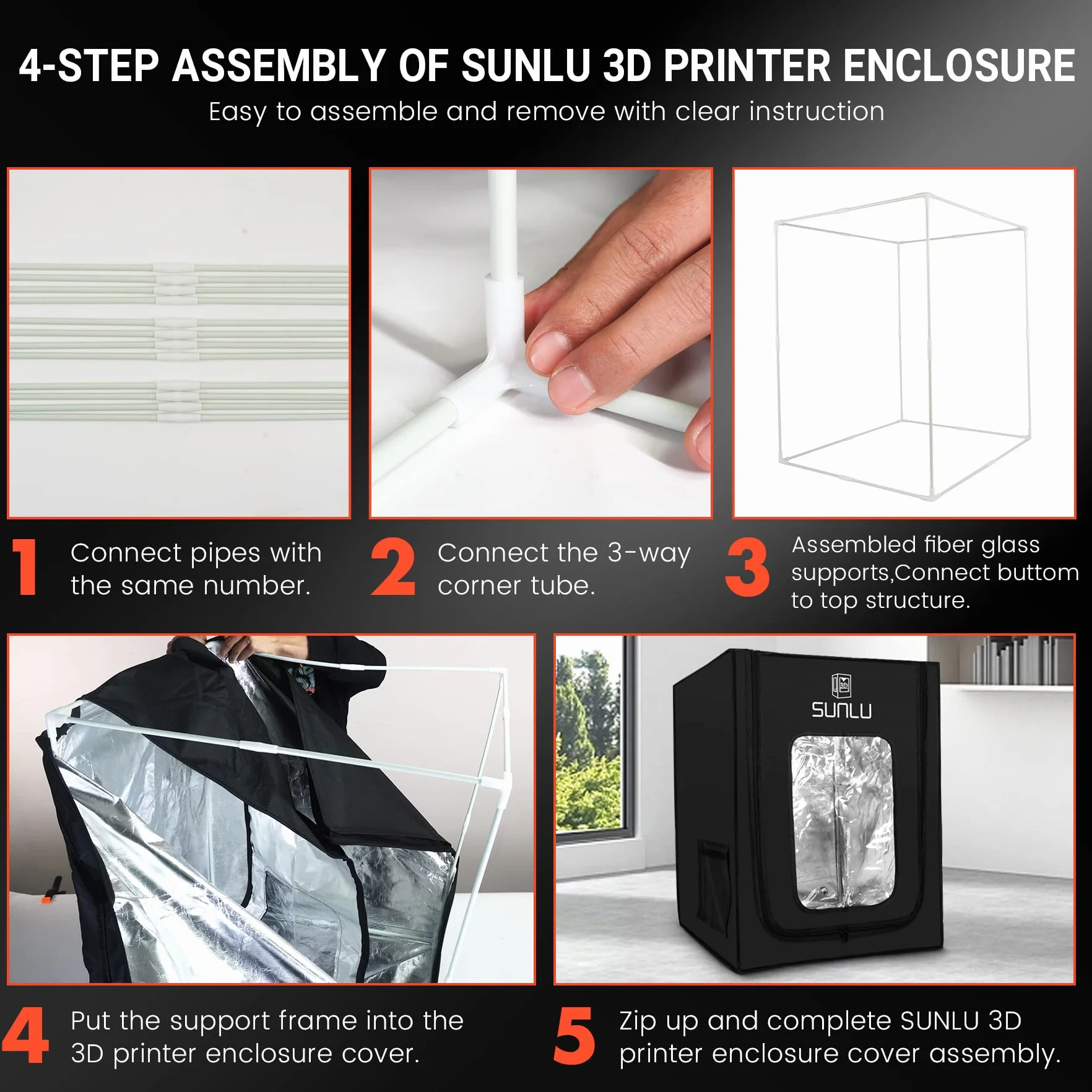 SUNLU Obudowa drukarki 3D, stała temperatura druku 3D dla filamentu ABS do drukarki 3D, obudowa drukarki 3D Ender 3/3 PRO zapewnia dużo miejsca, ognioodporna, wymiary 650 x 550 x 750 mm
