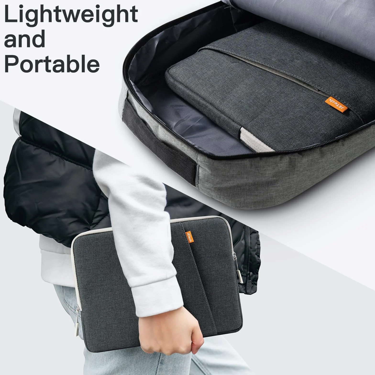 JETech Pokrowiec na Laptopa dla 13-14 Cala MacBook Neo (A18 Pro), MacBook Air/Pro (M1-M5) 2020-2026, 13-13,6 Cala Notebook, Wodoodporny Torba Etui z Kieszenią (Ciemno Szary)