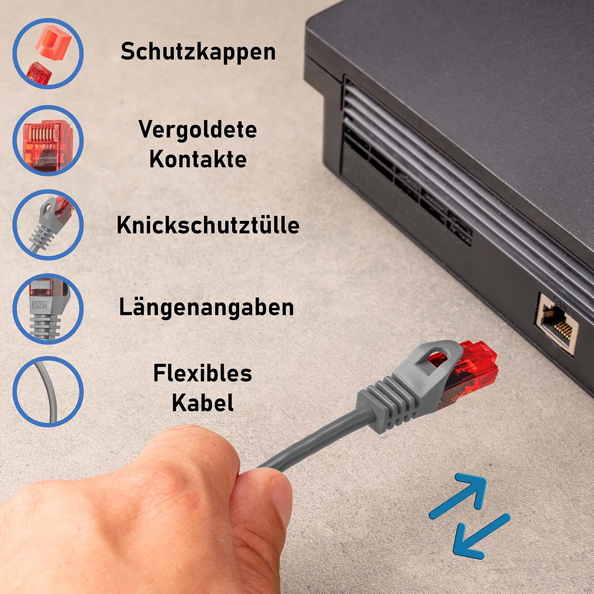 BIGtec 3 m Gigabit Ethernet LAN kabel sieciowy szary