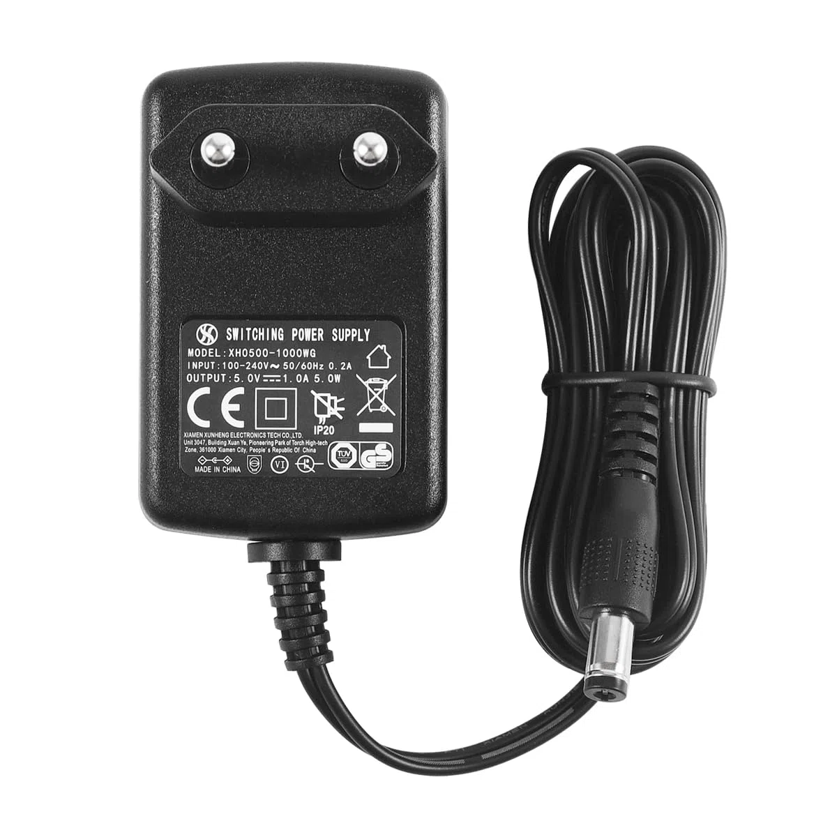 Zasilacz AC na DC 5V 1A, wtyczka 5,5 mm x 2,1 mm