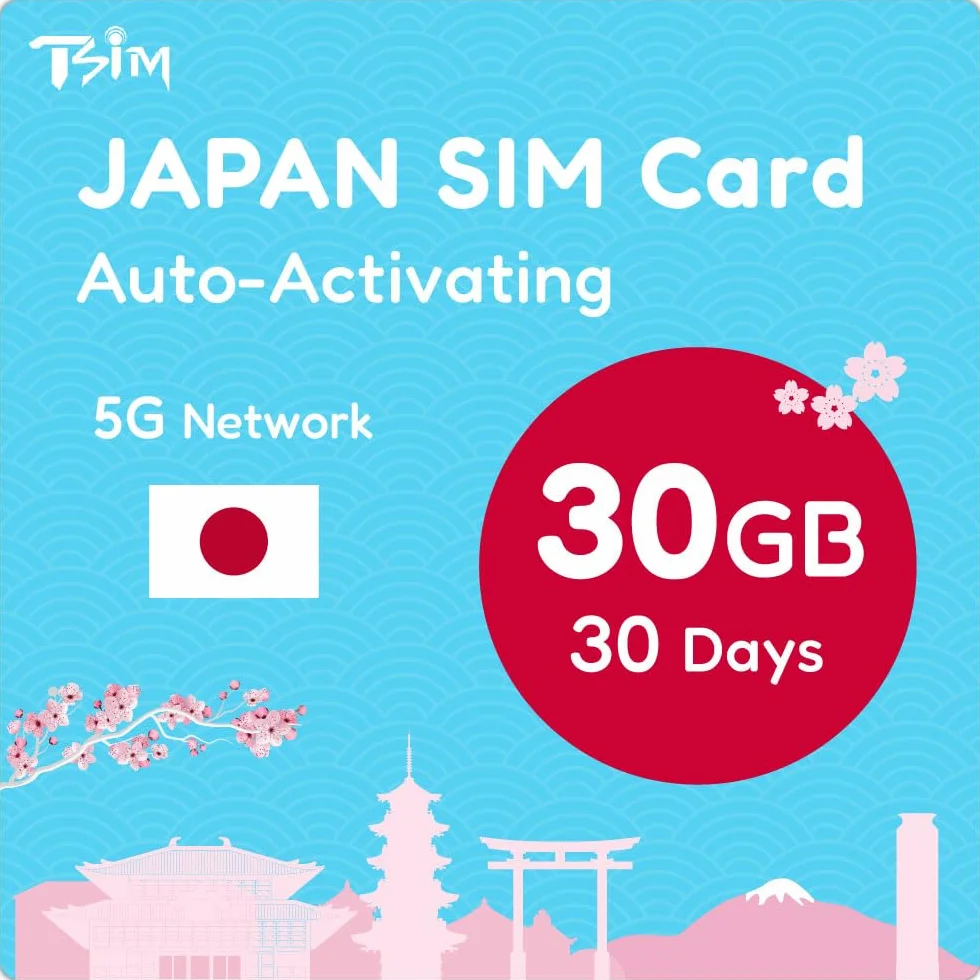 Japońska karta SIM 30 dni 30 GB | automatyczna aktywacja | sieć 5G z tetheringiem/hotspotem/udostępnianie Internetu