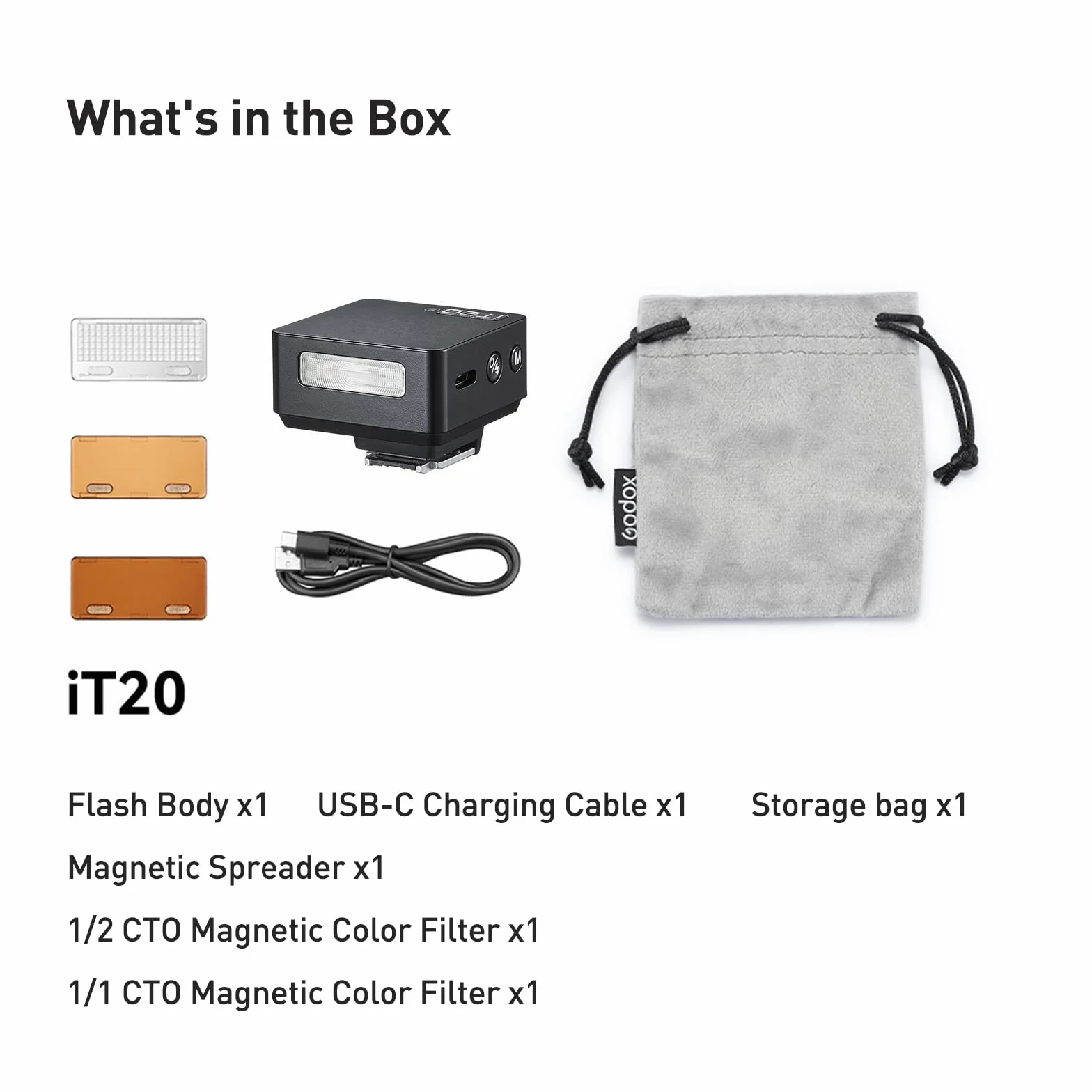 Godox IT20 S IT20S TTL Mini lampa błyskowa do aparatów Sony, 700 błysków, czas ładowania 1,5 s, 6 poziomów (moc 1/32-1/1), dyfuzor magnetyczny i filtr, wbudowana bateria litowa