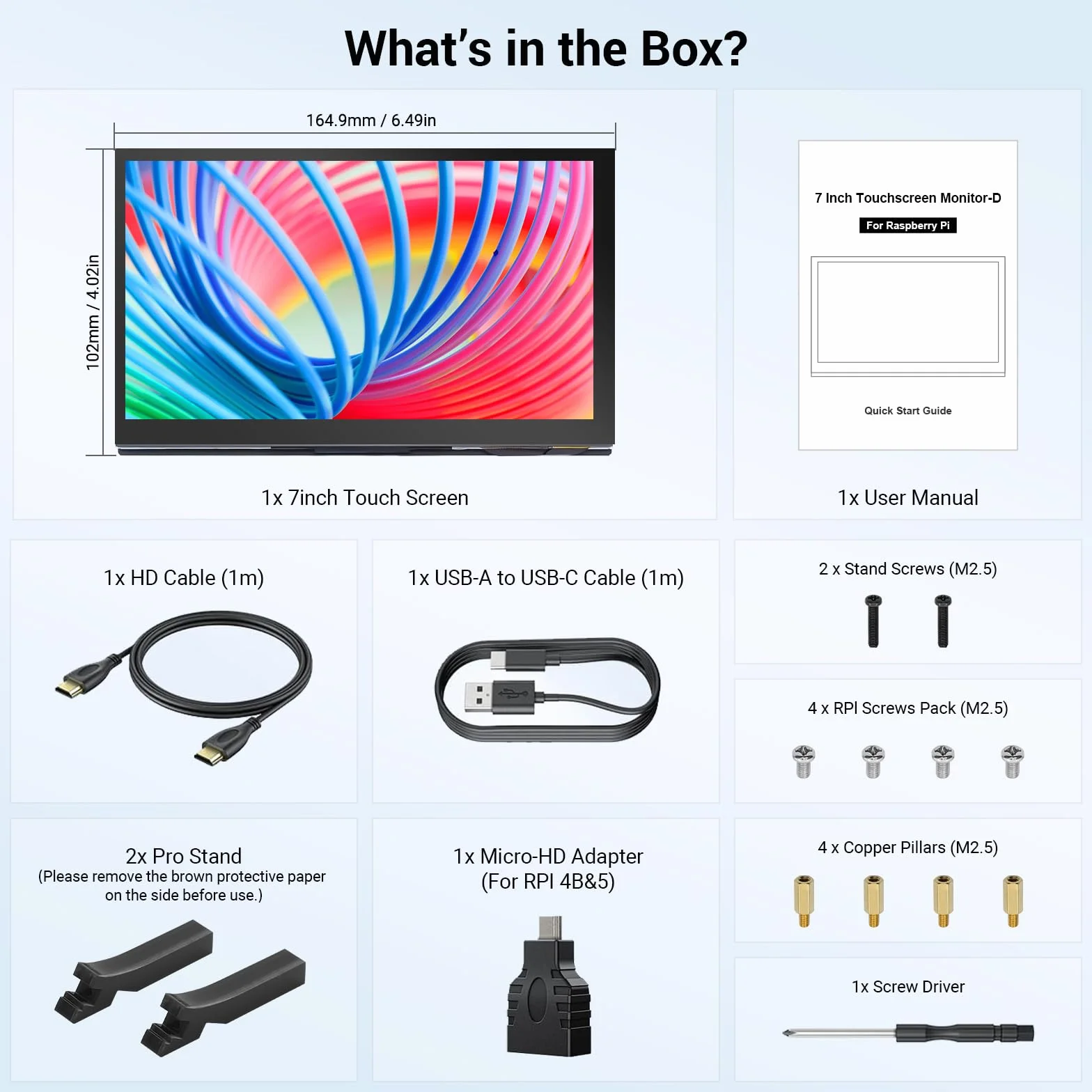 ELECROW 7-calowy ekran dotykowy IPS HD 1024 x 600 HD, kompatybilny z Raspberry Pi/BB, czarny
