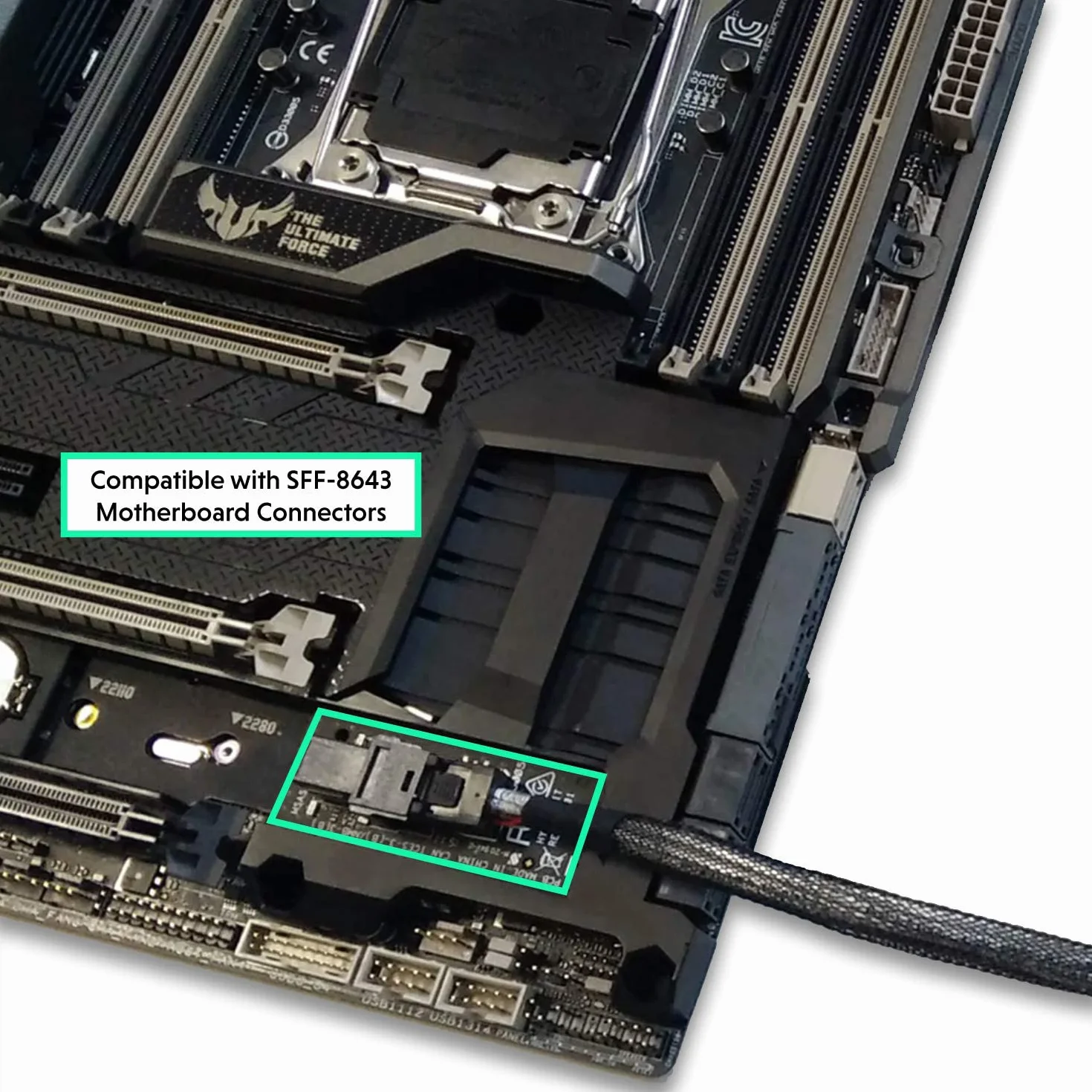 LINKUP Wewnętrzny kabel 16G U.2 (85 Ω 85 omów PCIe Gen 4 Mini SAS HD do U.2/SFF-8643 do SFF-8639) z zasilaniem SATA - 0,9 m