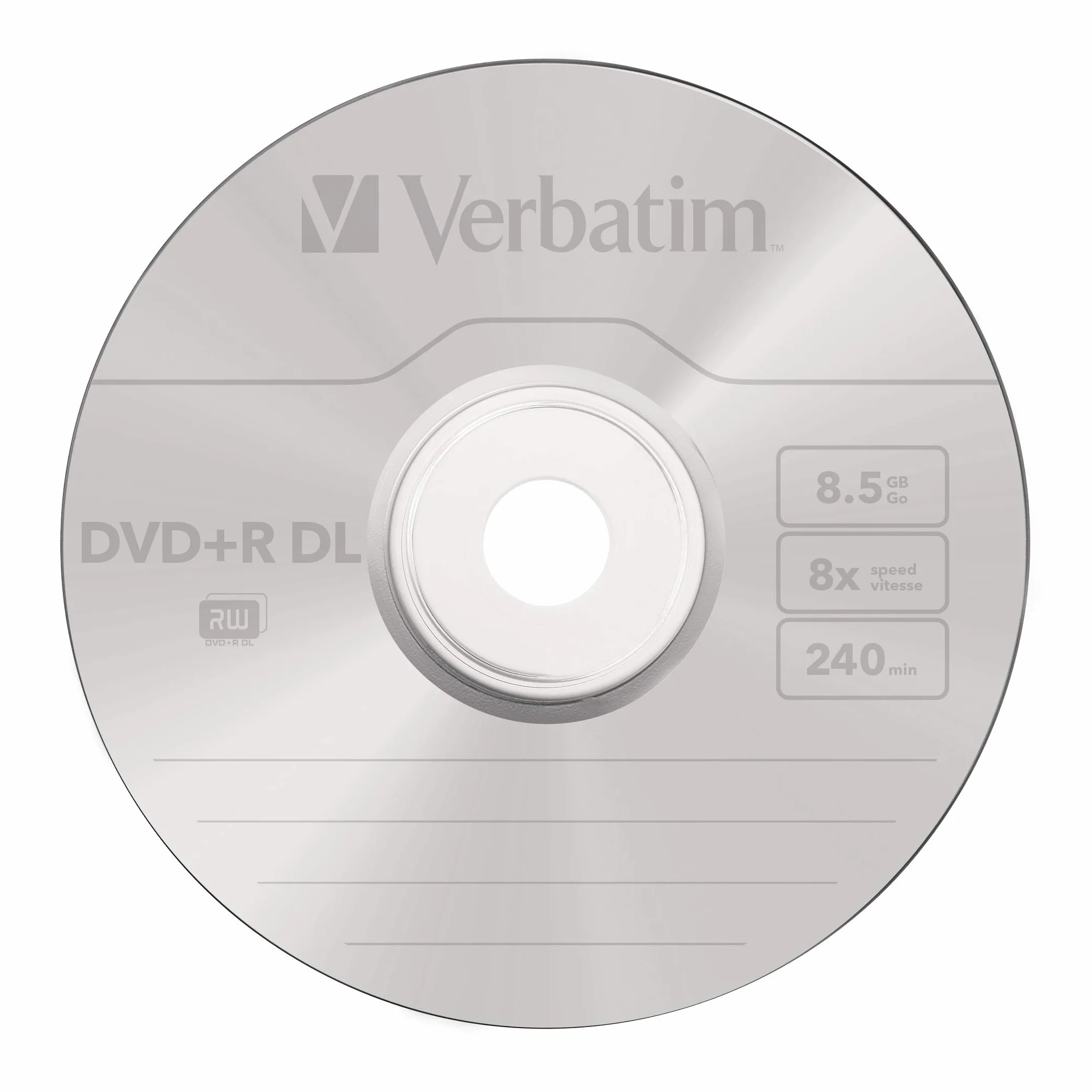 Verbatim DVD+R Double Layer Matt Silver 8,5 GB, opakowanie 5 sztuk, półfabrykaty na płyty DVD, 8-krotna prędkość spalania i Hardcoat Scratch Guard, puste miejsca DVD-R, DVD puste