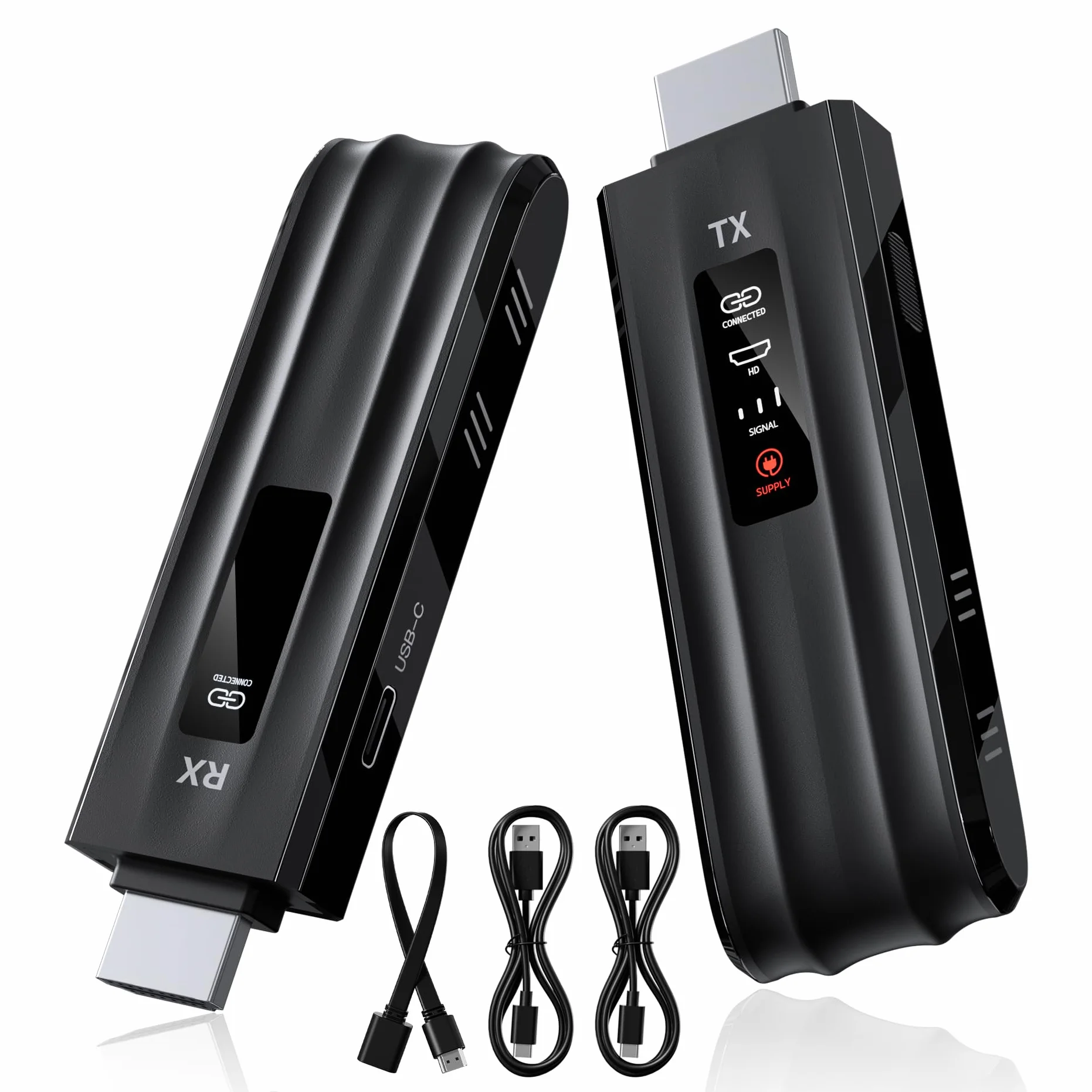 Bezprzewodowy nadajnik i odbiornik HDMI, dekodowanie 4K, wyjście 1080P, zasięg 165 stóp, 2.4G&5.8G, do komputerów PC/DV/HDTV/projektorów/telewizorów, bez konieczności instalowania aplikacji/Bluetooth