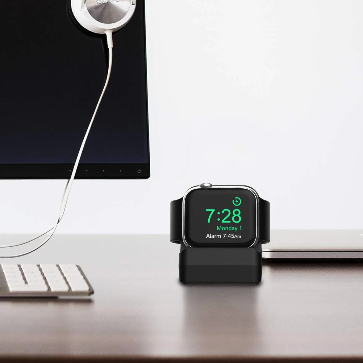 Cozycase Stacja ładująca kompatybilna z Apple Watch Series 9/8/7/SE/Series 6/Series 5/Series 4/Series 3/Series 2/Series 1, uchwyt stacji dokującej do 38/40/41/42/44/45mm (czarna)